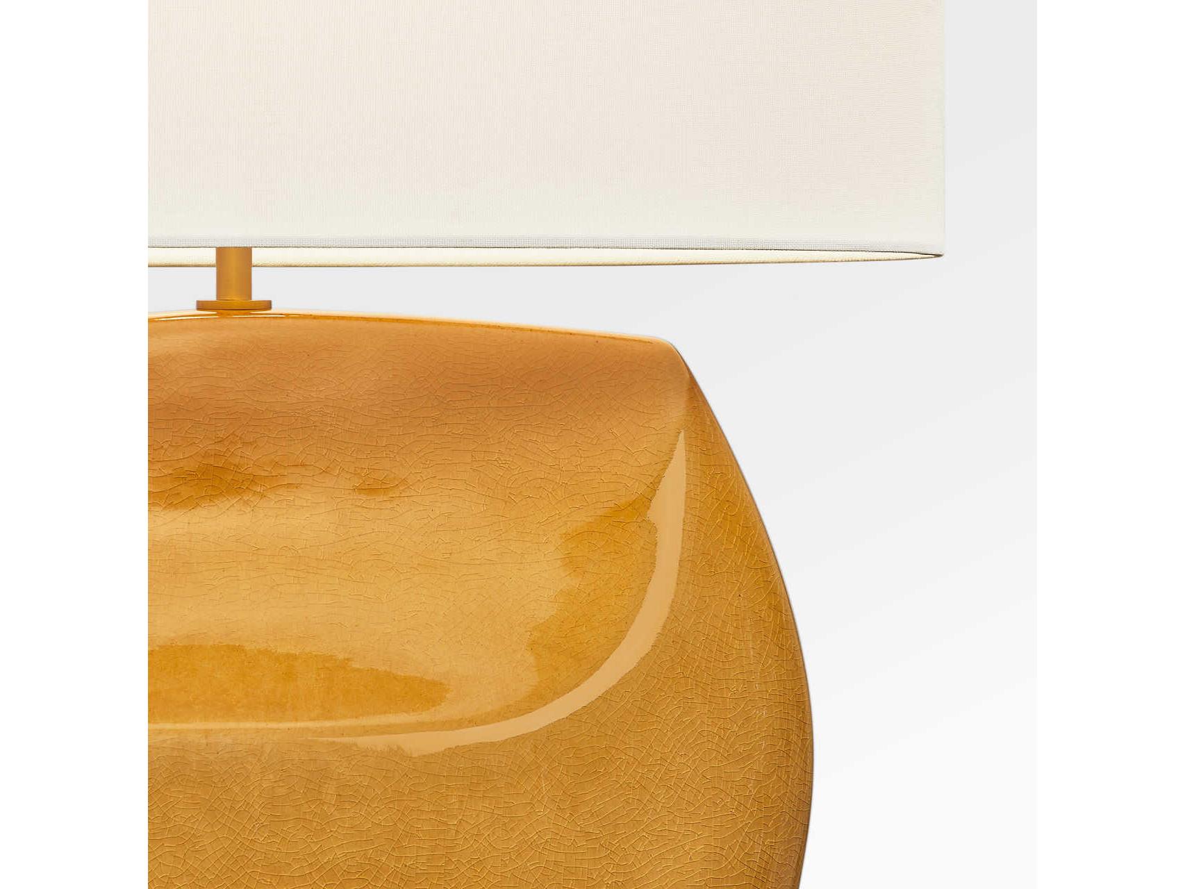 Visual Comfort Studio Pente Cracked Honey White Linen Fabric Yellow Buffet Lamp