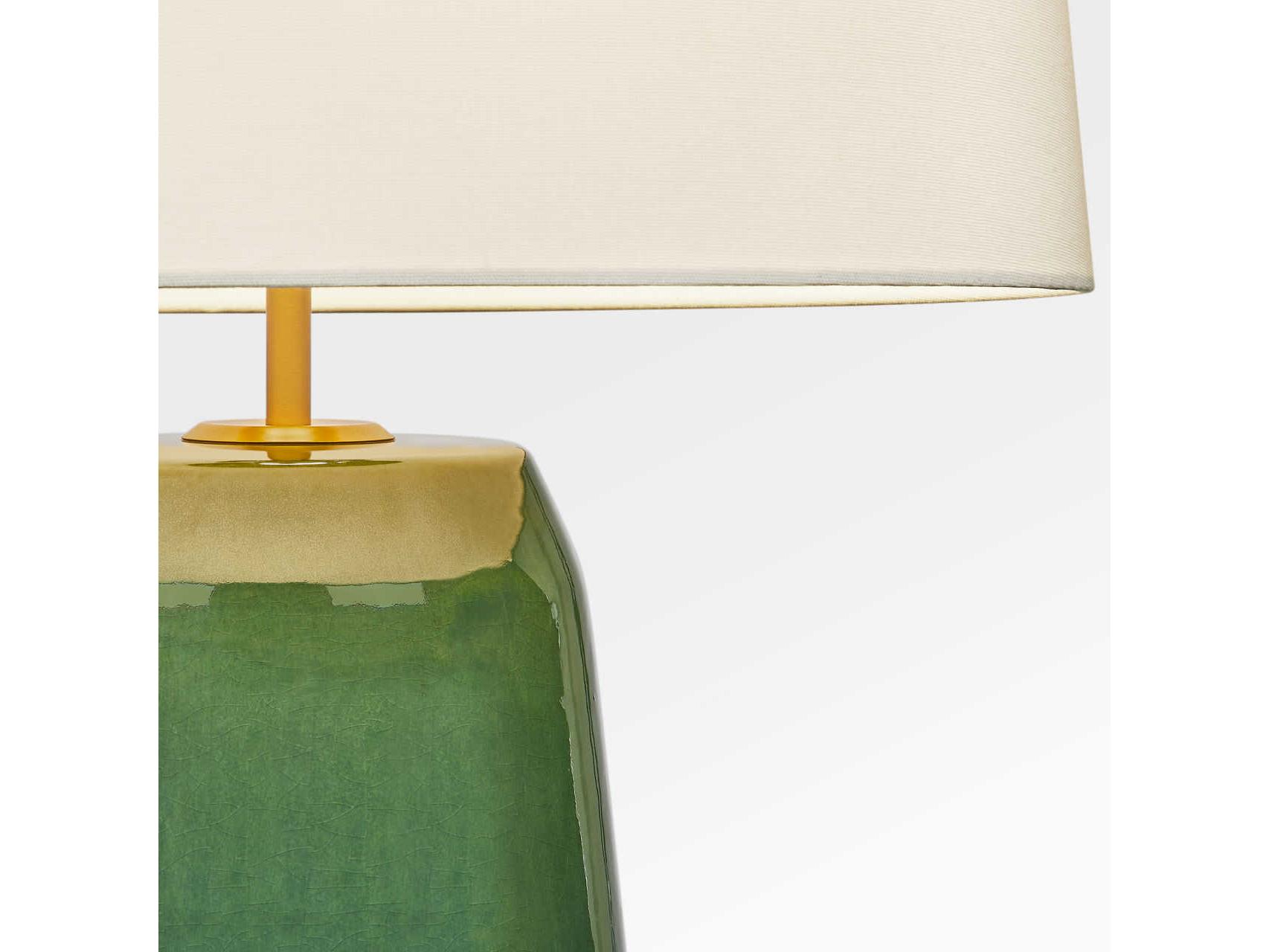 Visual Comfort Studio Nell Green White Linen Fabric Buffet Lamp