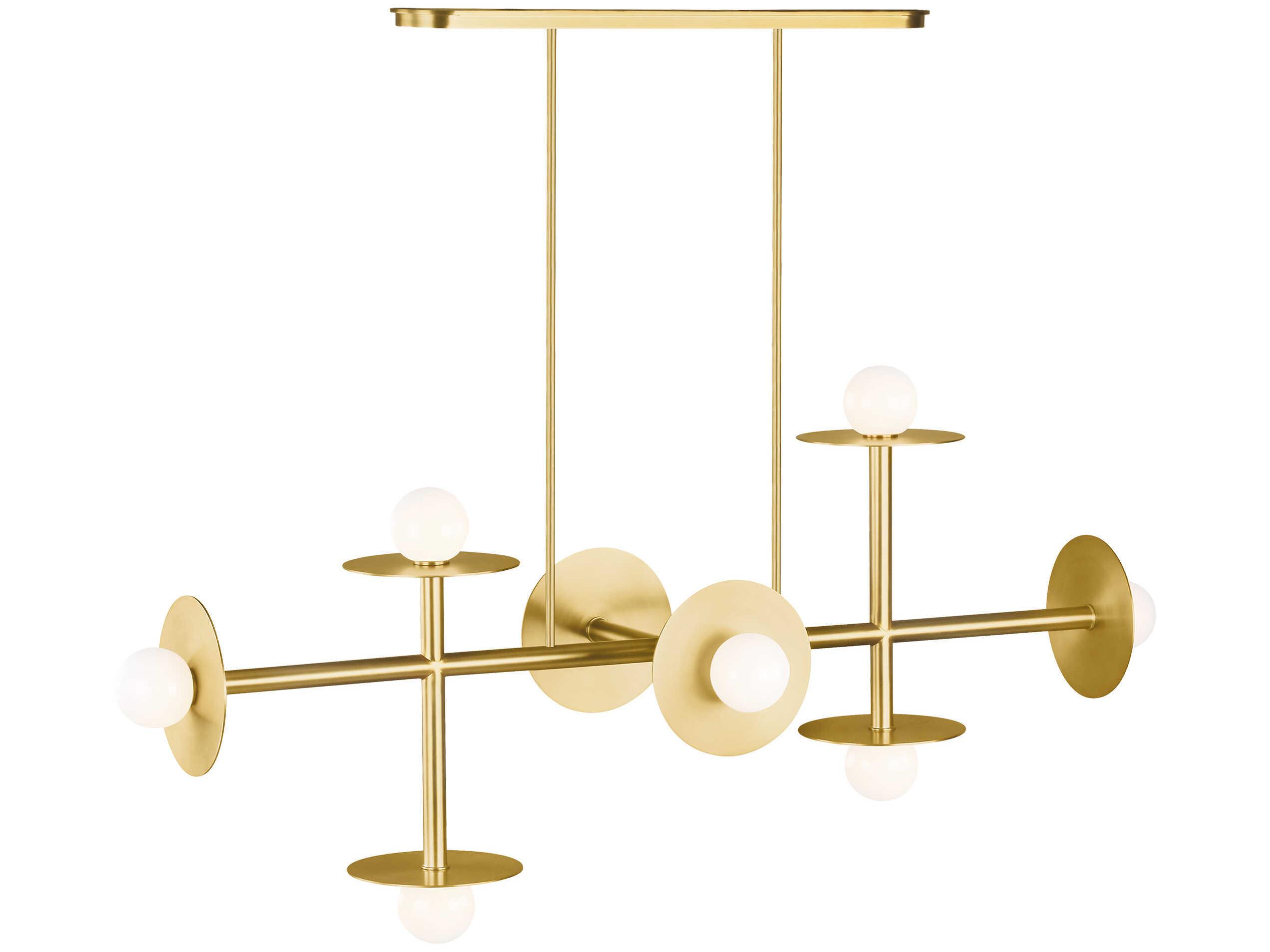 Visual Comfort Studio Nodes 8-Light Burnished Brass Globe Linear Island Pendant
