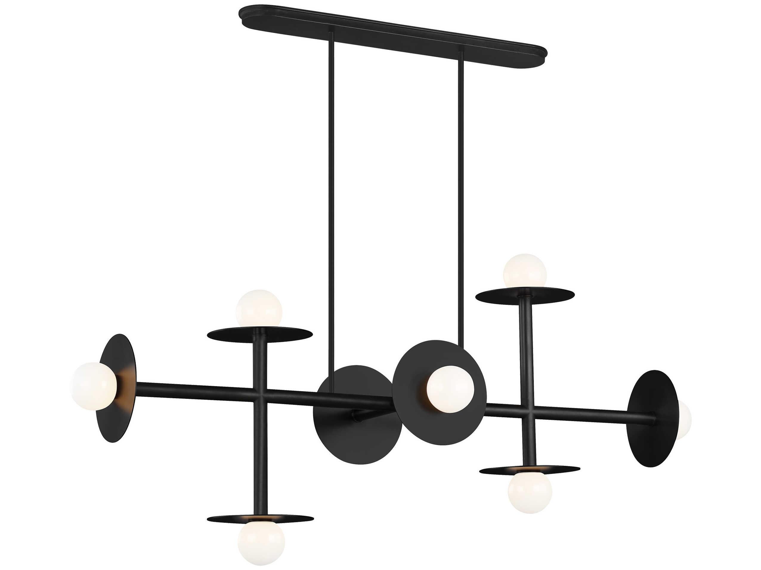 Visual Comfort Studio Nodes 8-Light Midnight Black Globe Linear Island Pendant