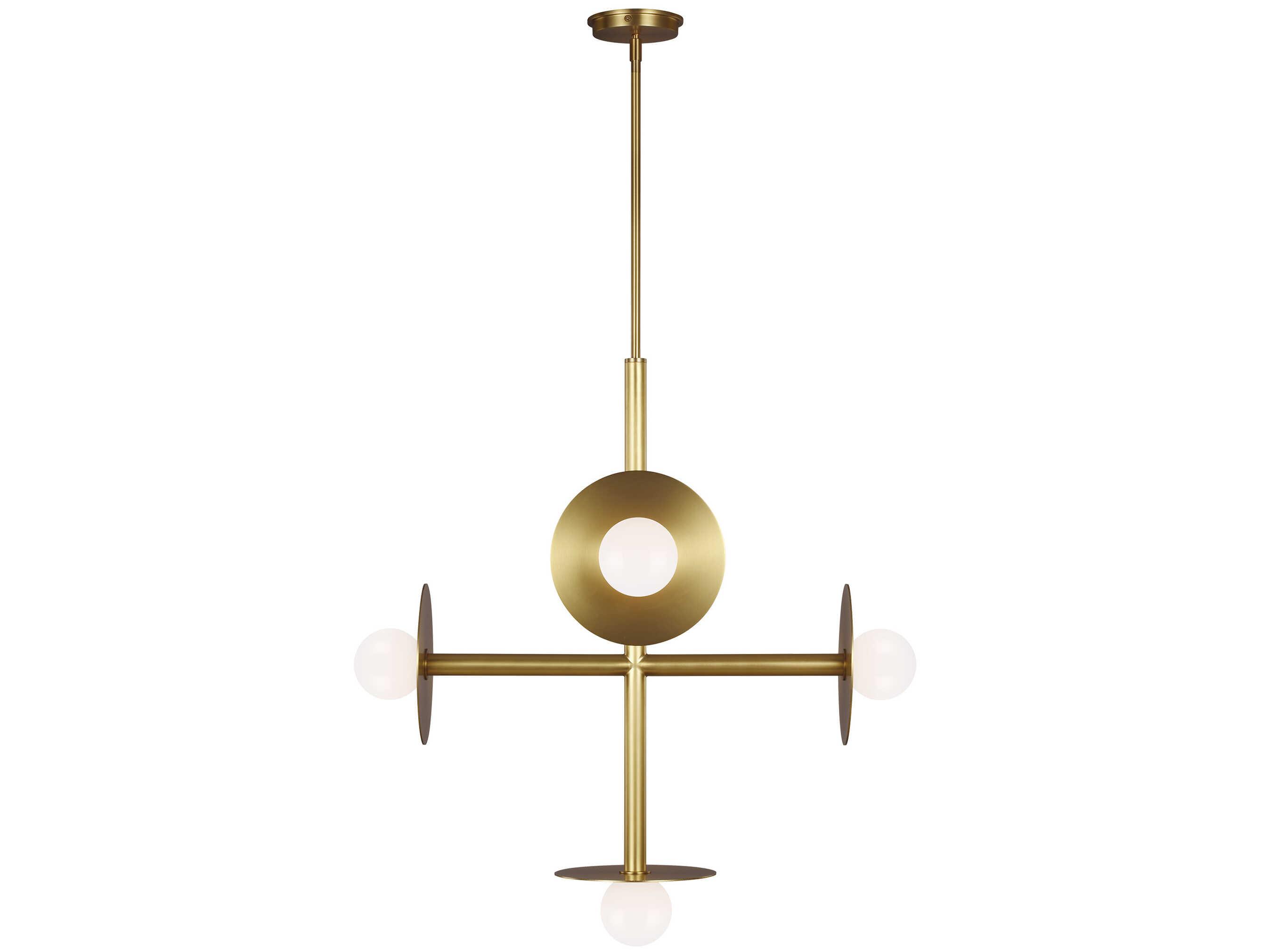 Visual Comfort Studio Nodes 5-Light Burnished Brass Globe Linear Chandelier
