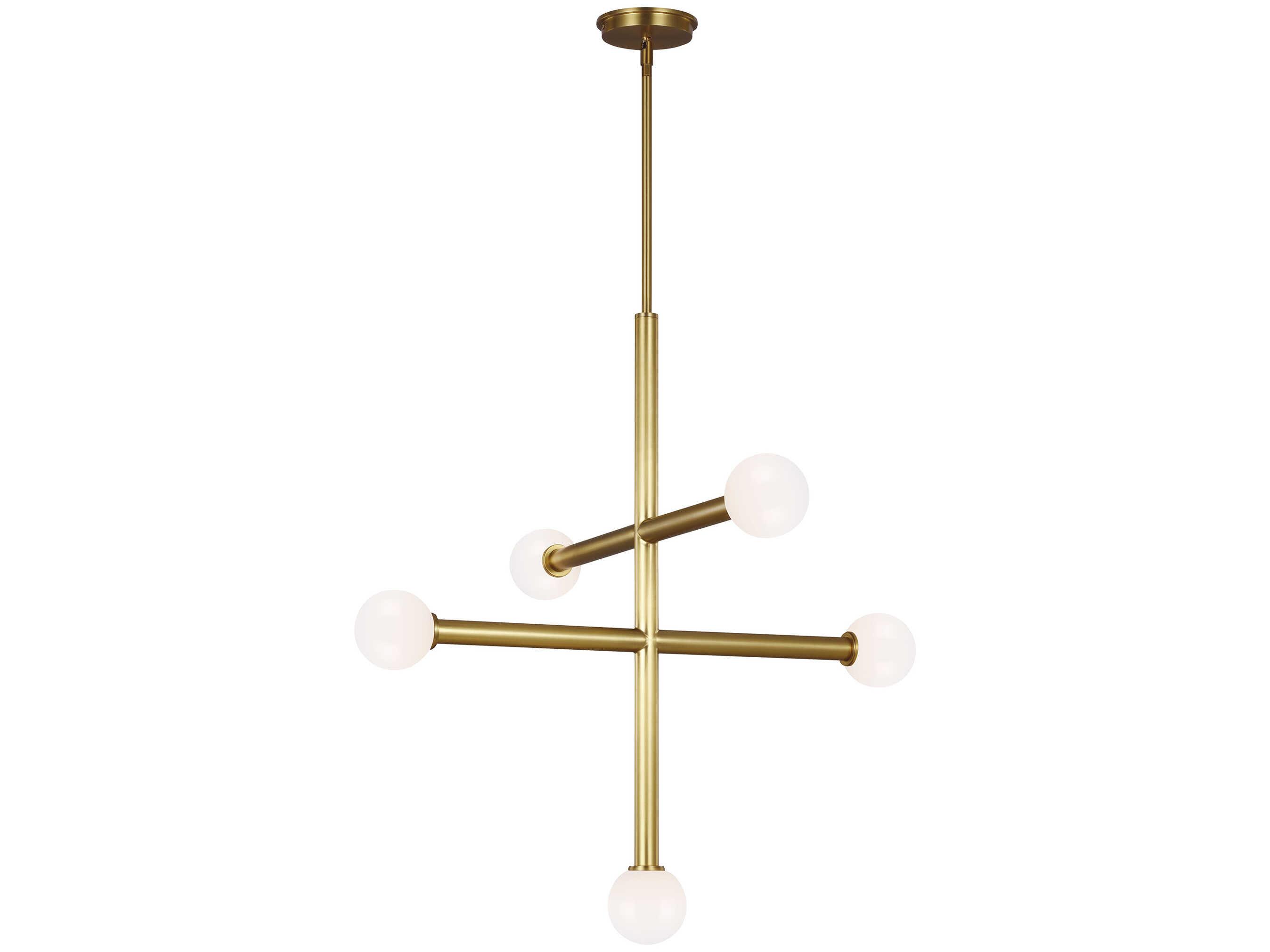 Visual Comfort Studio Nodes 5-Light Burnished Brass Globe Linear Chandelier