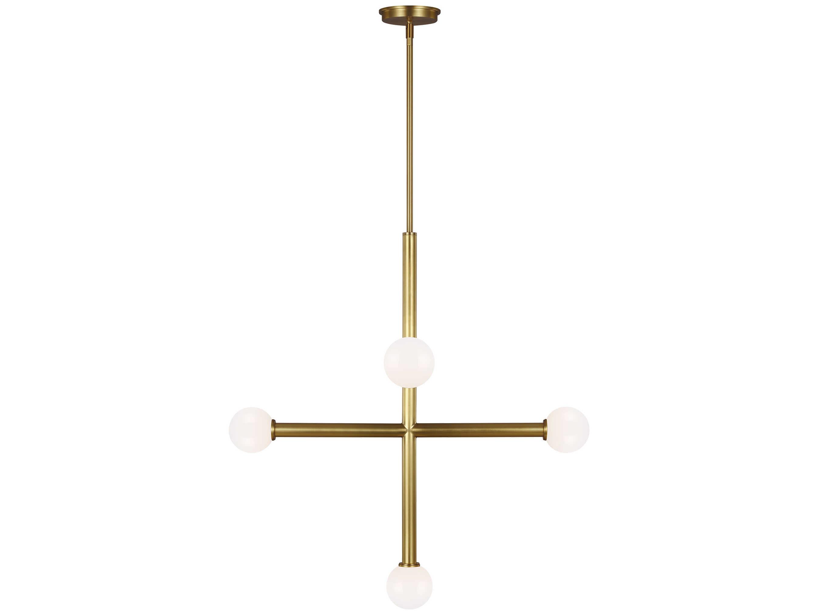 Visual Comfort Studio Nodes 5-Light Burnished Brass Globe Linear Chandelier
