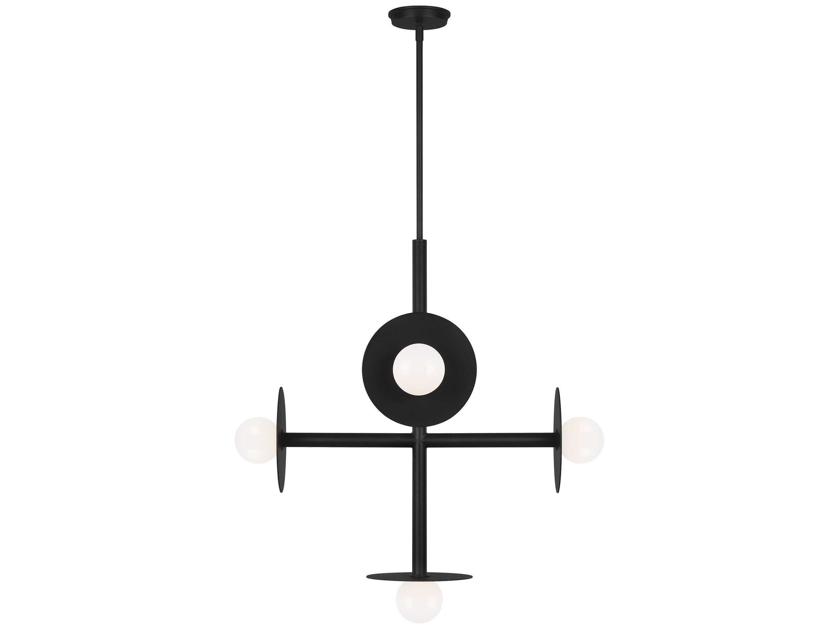 Visual Comfort Studio Nodes 5-Light Midnight Black Globe Linear Chandelier