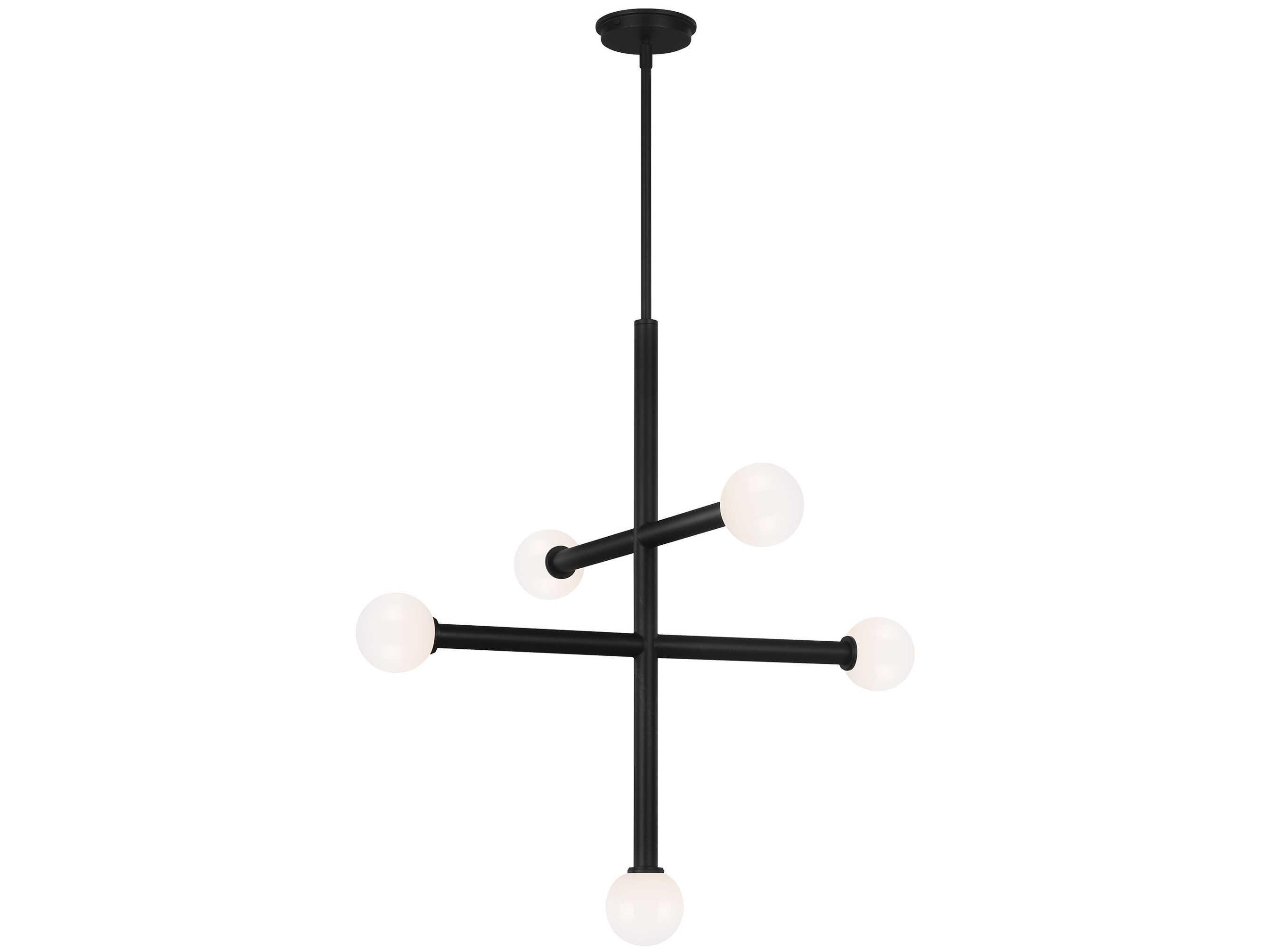Visual Comfort Studio Nodes 5-Light Midnight Black Globe Linear Chandelier