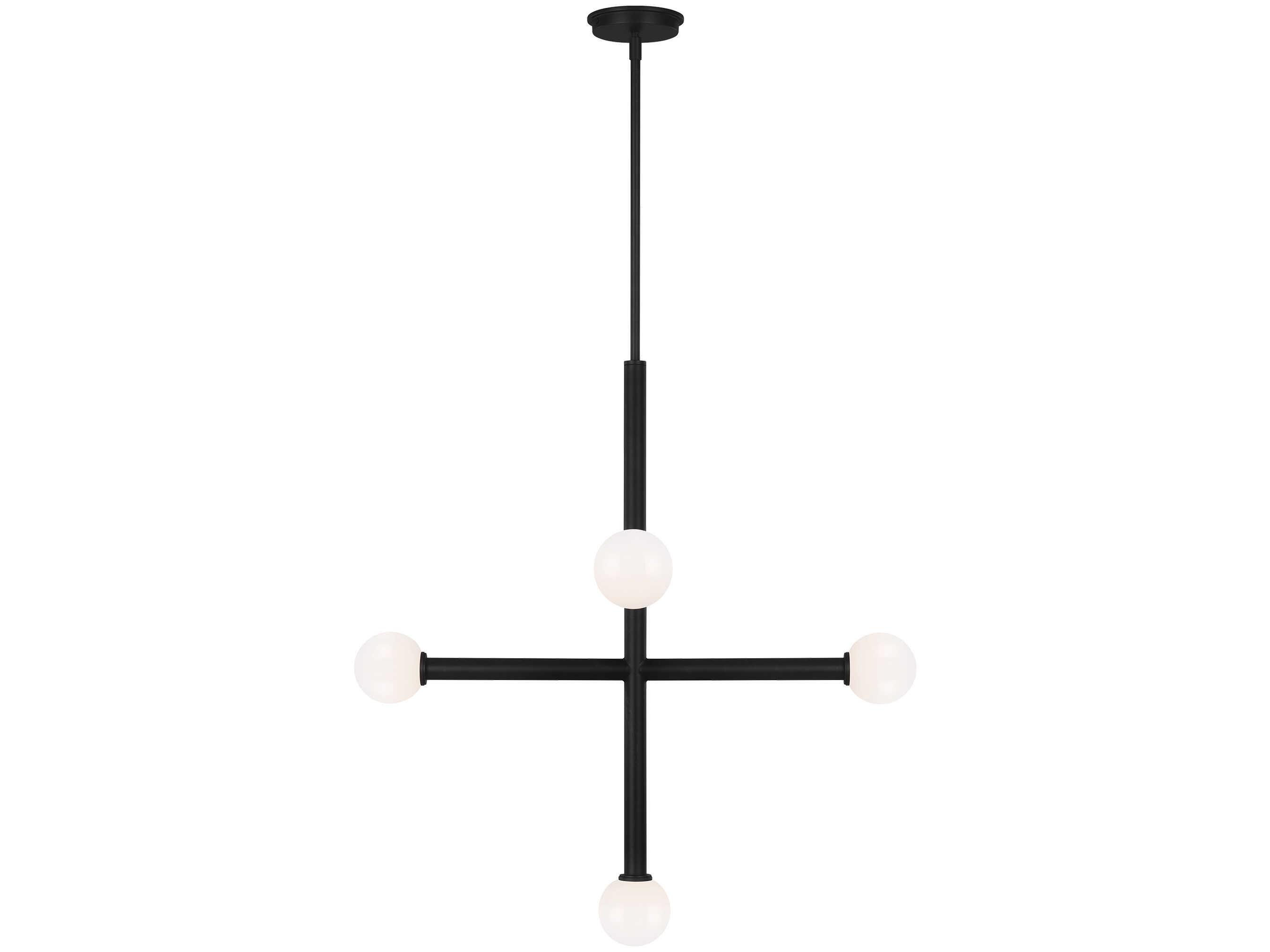 Visual Comfort Studio Nodes 5-Light Midnight Black Globe Linear Chandelier