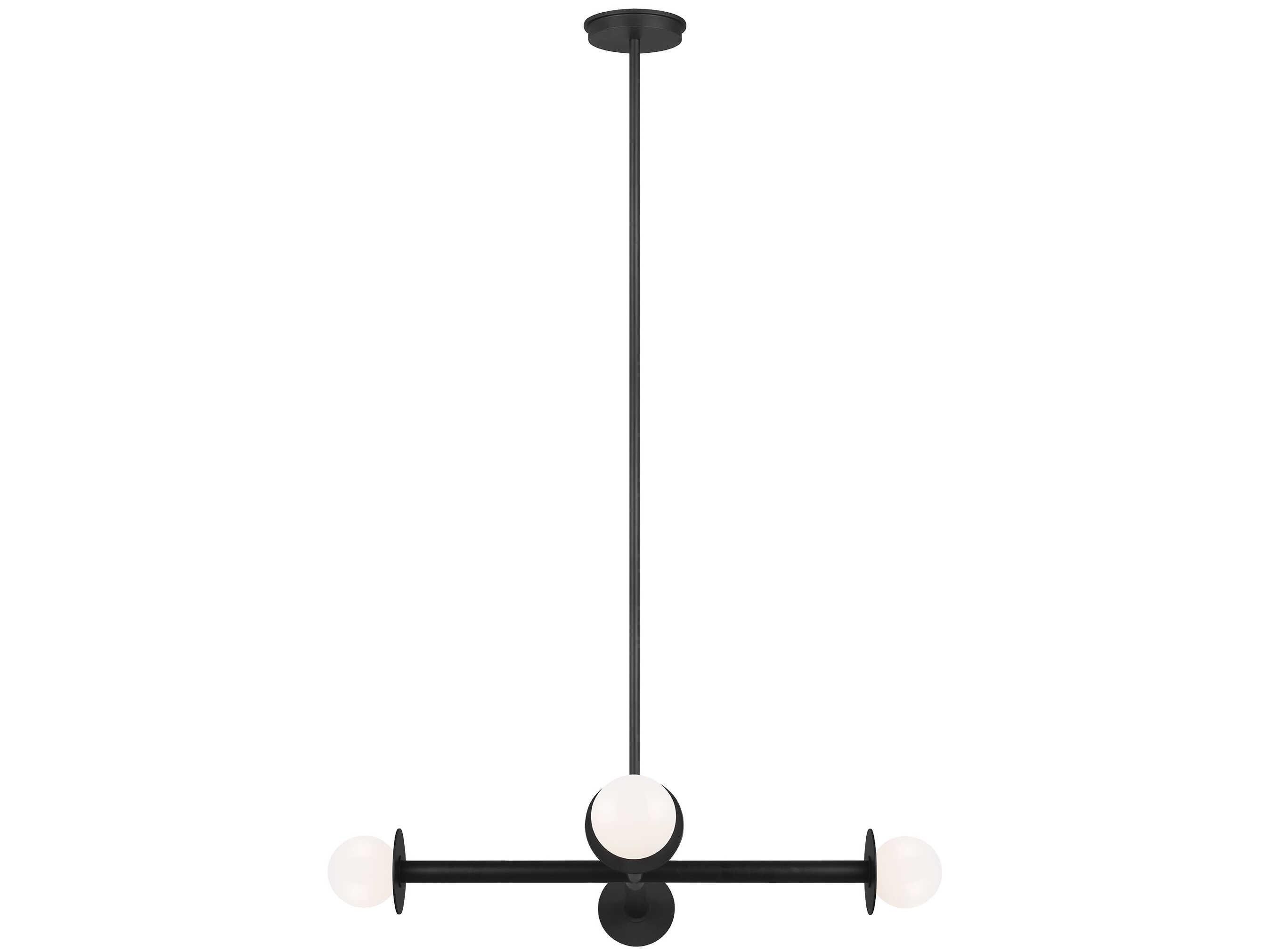 Visual Comfort Studio Nodes 4-Light Midnight Black Globe Linear Chandelier