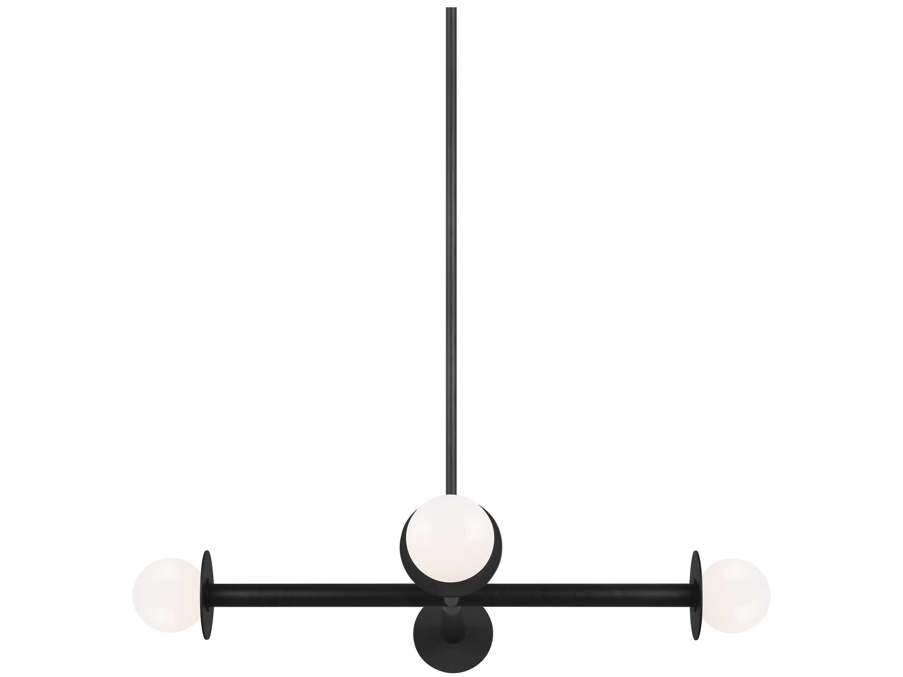 Visual Comfort Studio Nodes 4-Light Midnight Black Globe Linear Chandelier