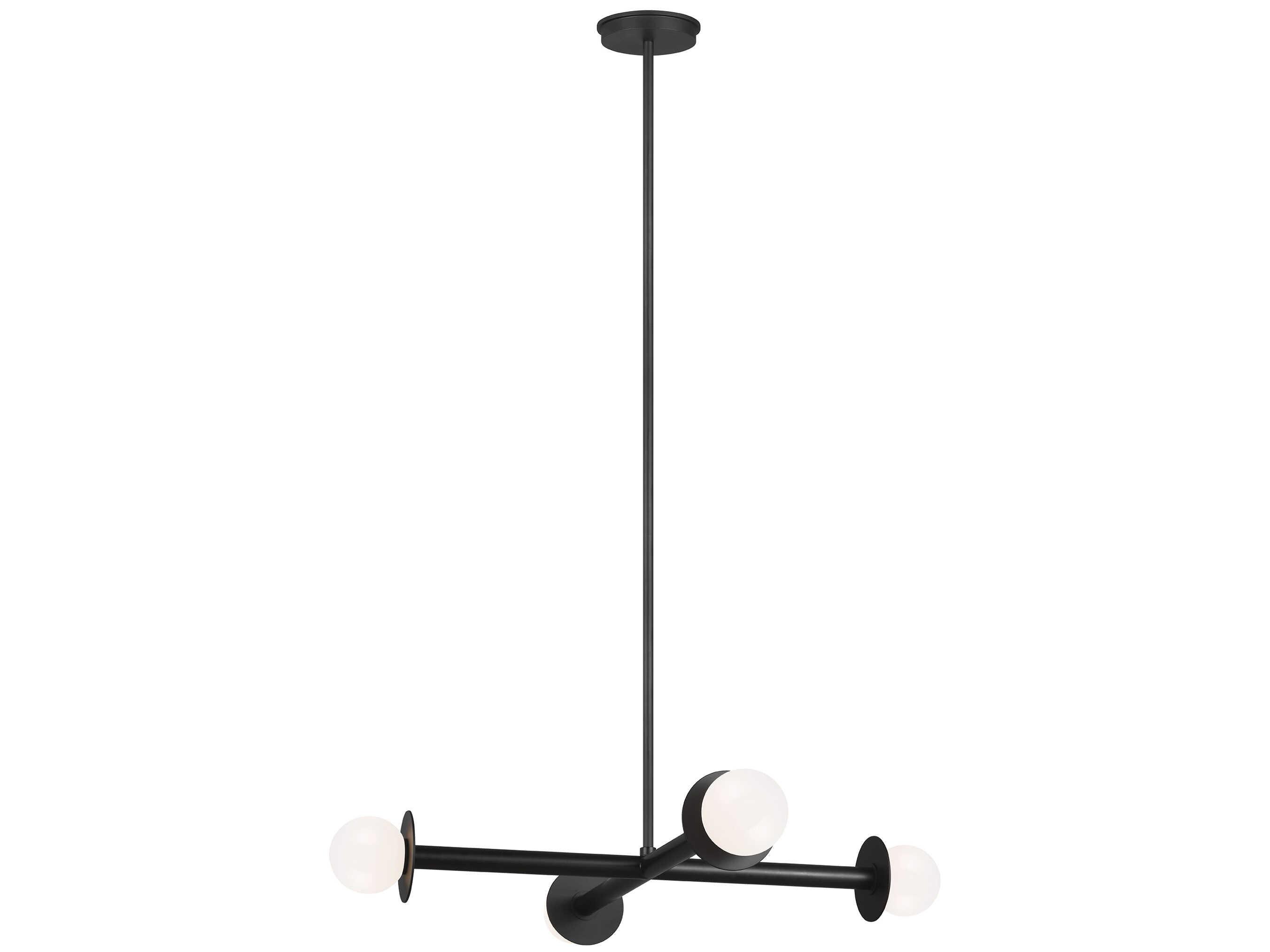 Visual Comfort Studio Nodes 4-Light Midnight Black Globe Linear Chandelier