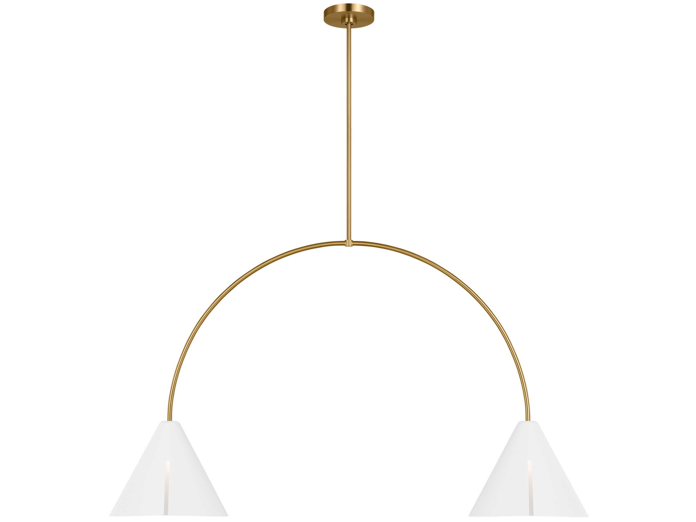 Visual Comfort Studio Cambre 2-Light Matte White Burnished Brass Island Pendant