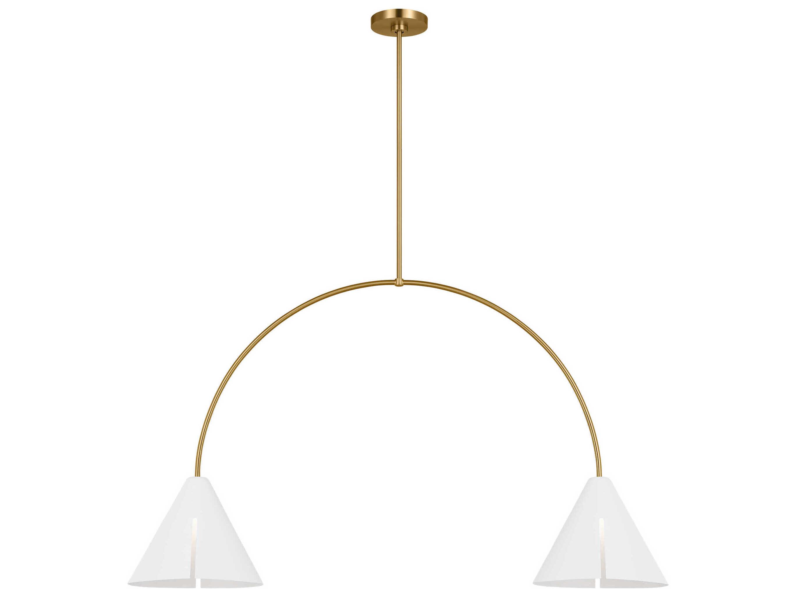 Visual Comfort Studio Cambre 2-Light Matte White Burnished Brass Island Pendant