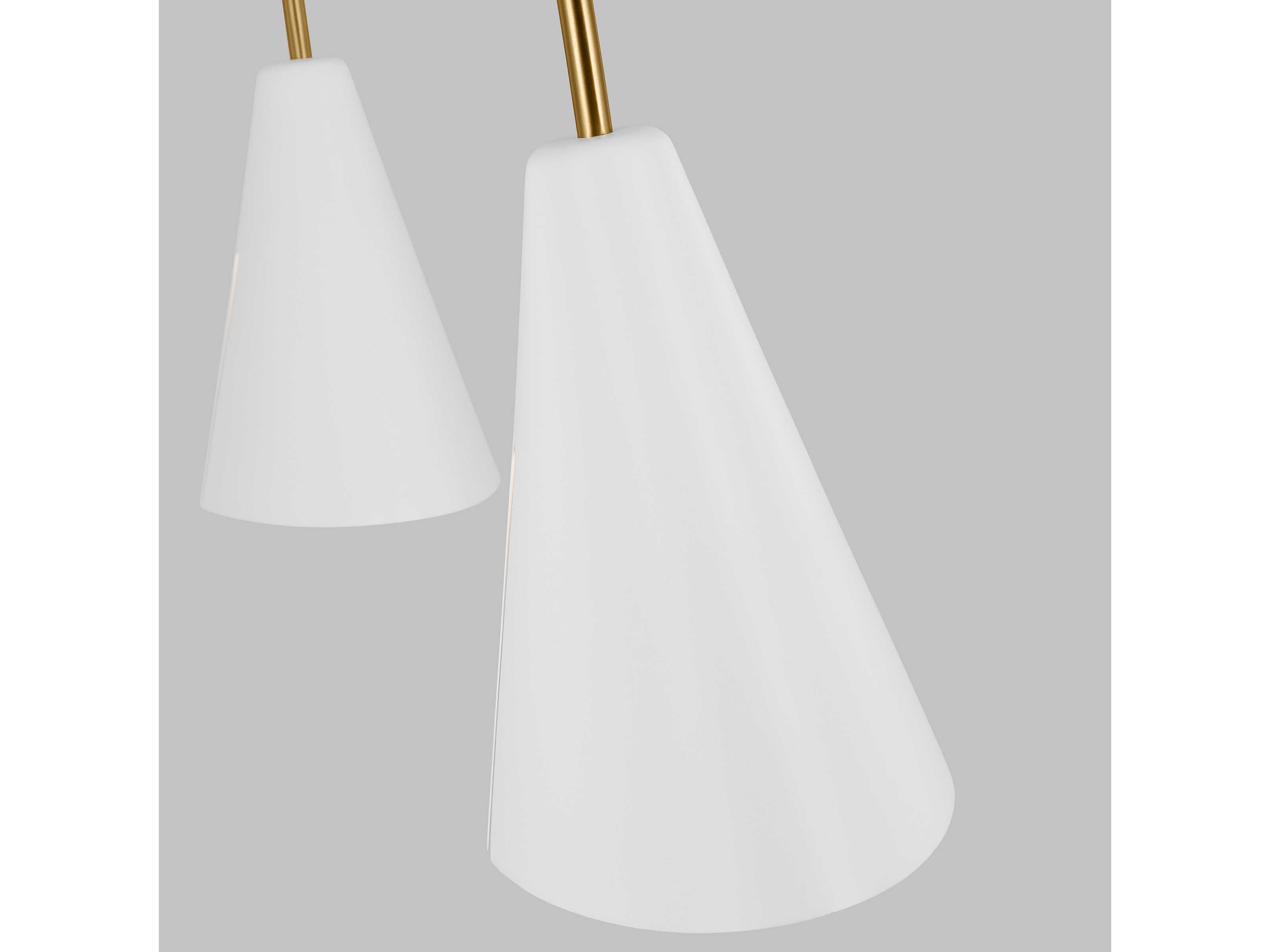 Visual Comfort Studio Cambre 2-Light Matte White Burnished Brass Island Pendant