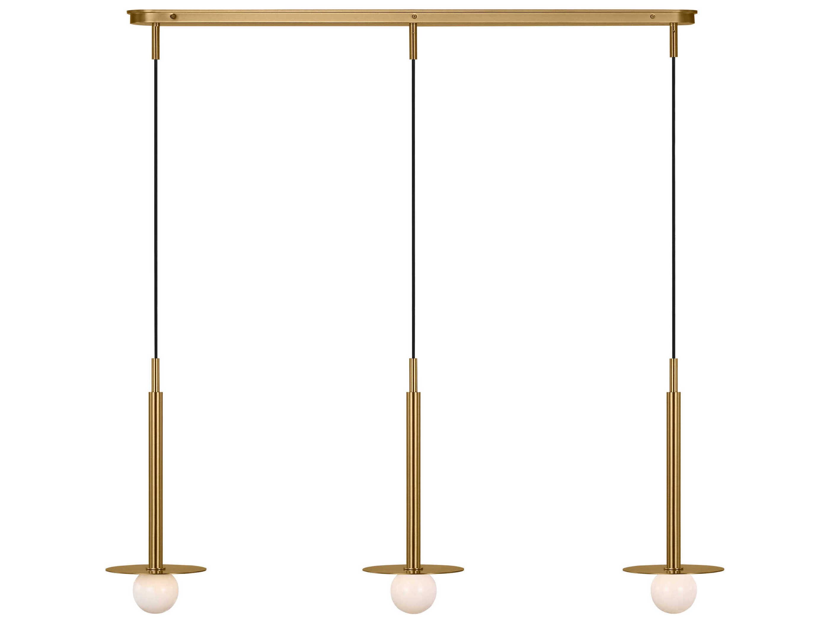 Visual Comfort Studio Nodes 3-Light Burnished Brass Linear Island Pendant