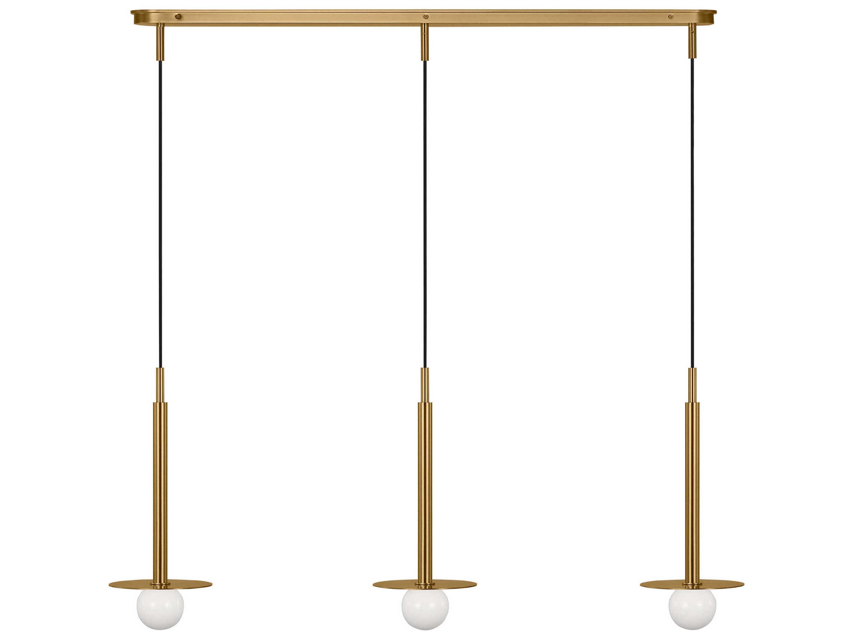 Visual Comfort Studio Nodes 3-Light Burnished Brass Linear Island Pendant