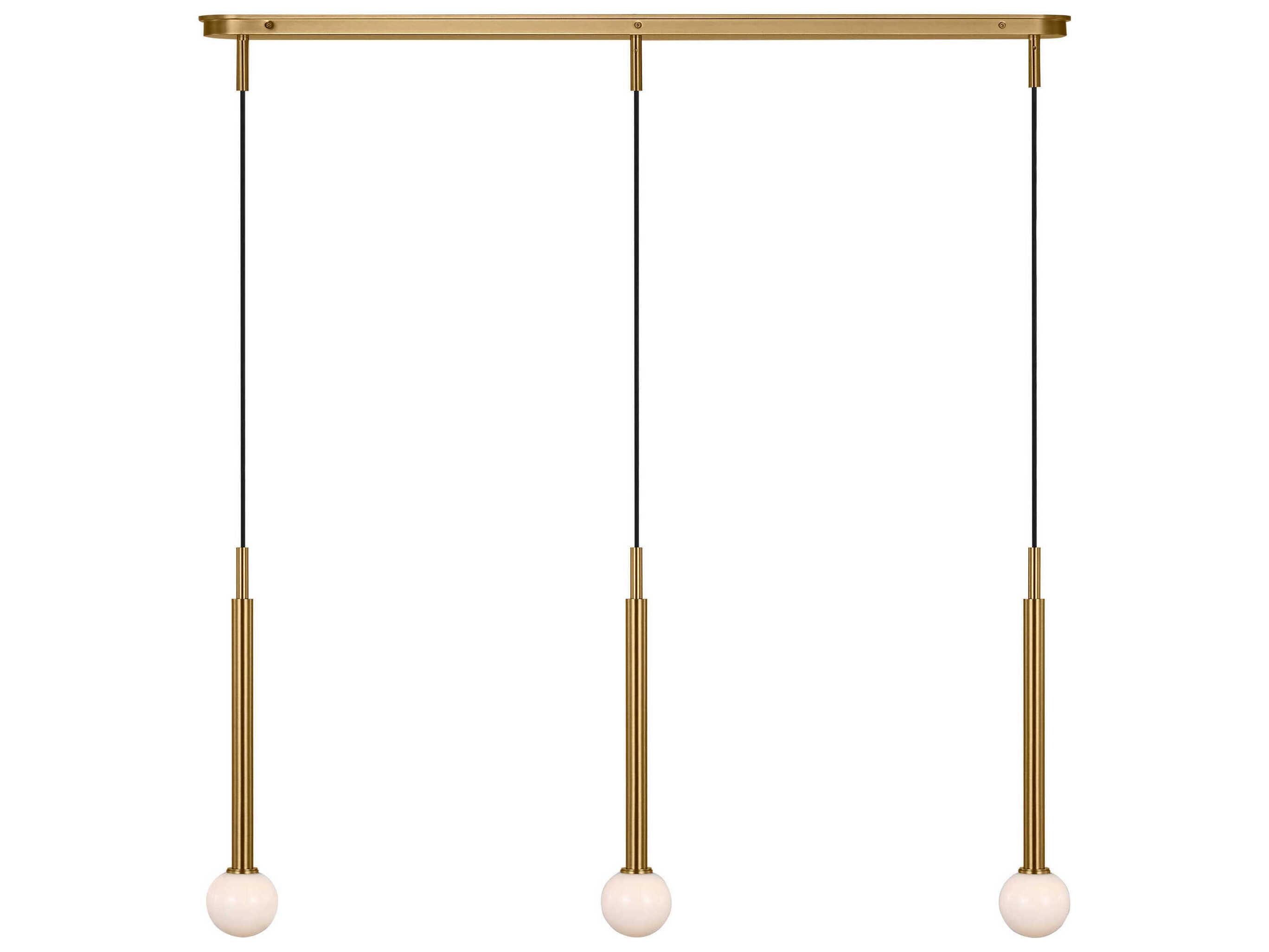 Visual Comfort Studio Nodes 3-Light Burnished Brass Linear Island Pendant
