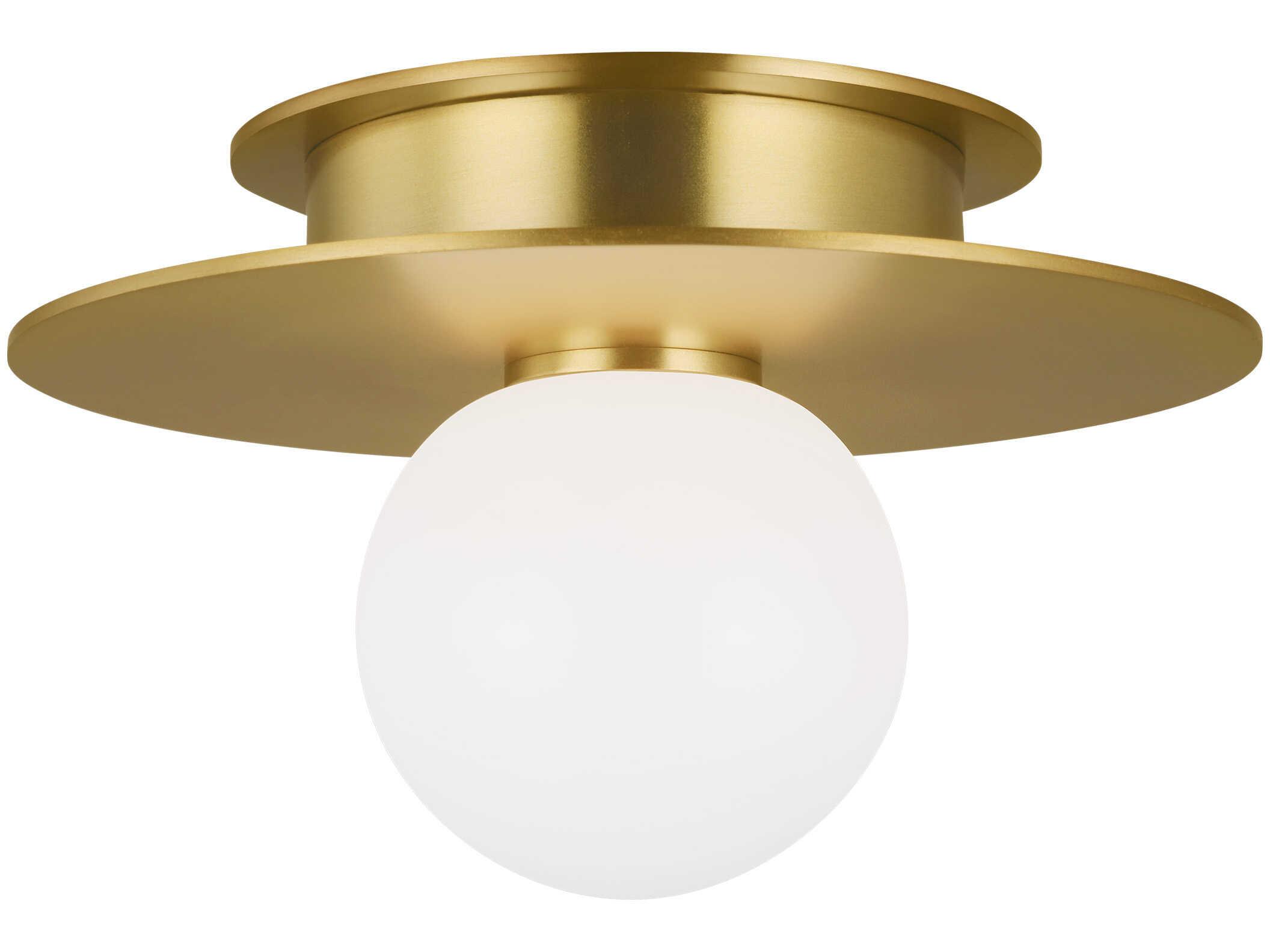 Visual Comfort Studio Nodes 1-Light Burnished Brass Globe Round Flush Mount