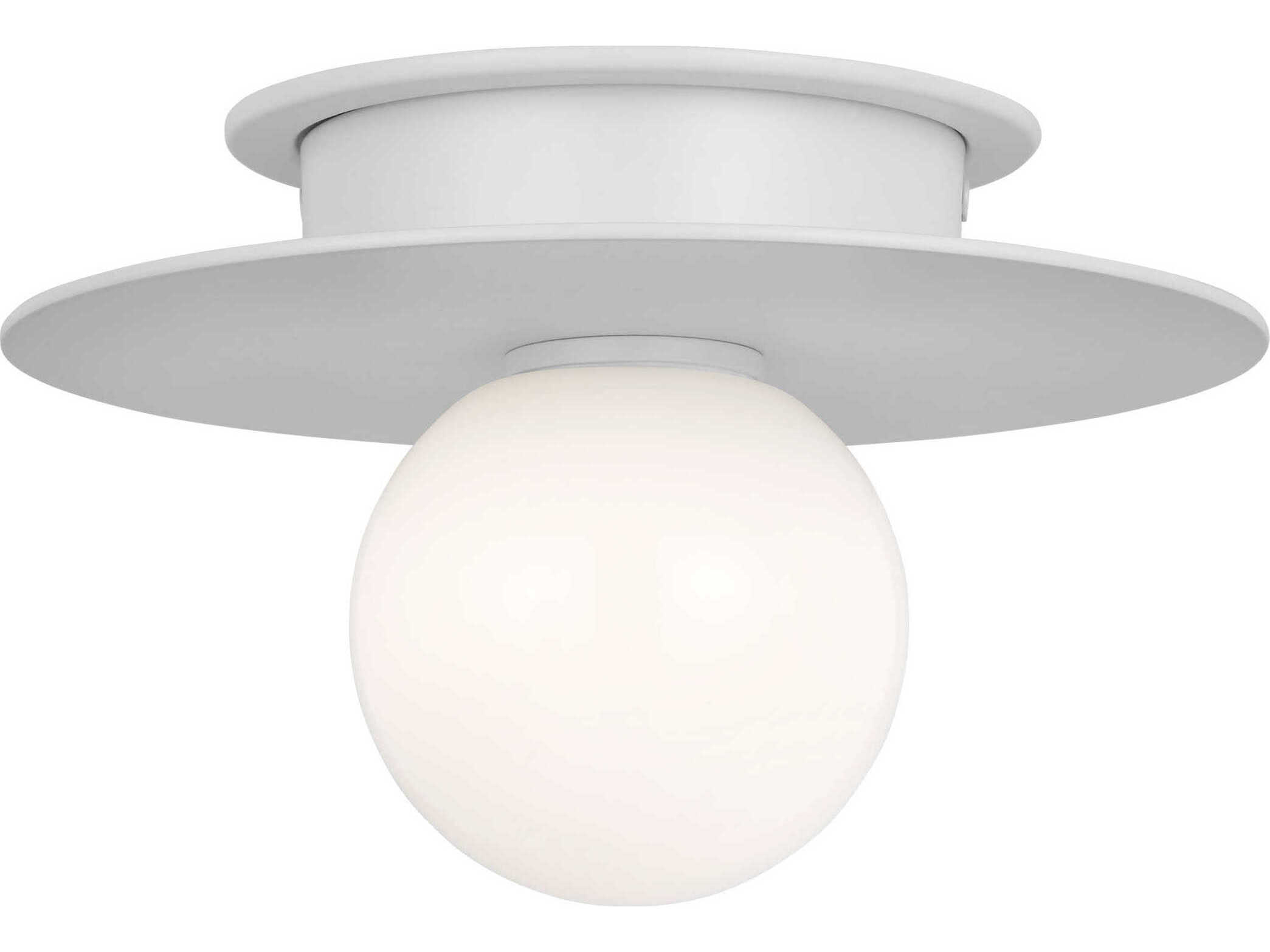 Visual Comfort Studio Nodes 1-Light Matte White Globe Semi Flush Mount