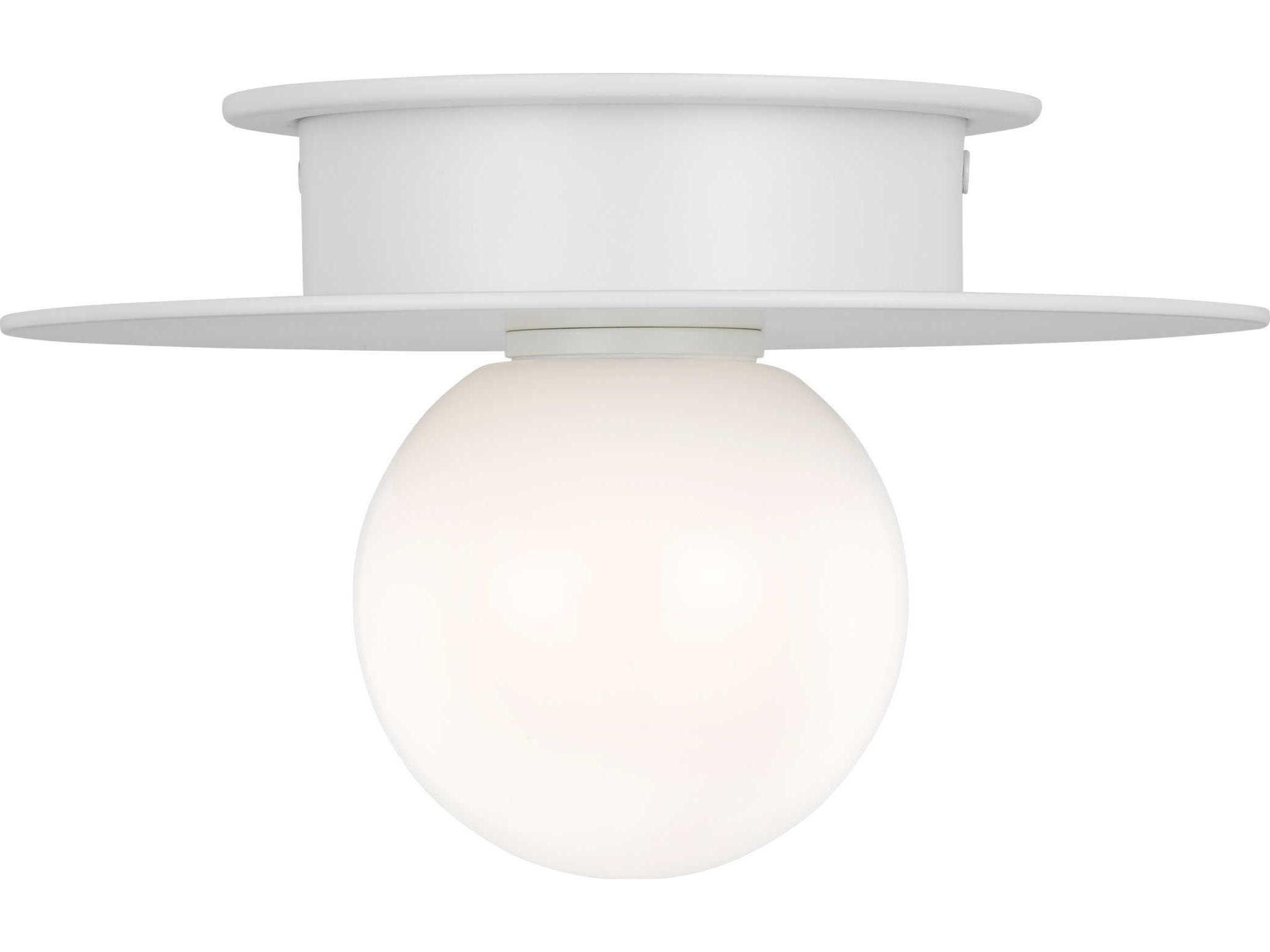 Visual Comfort Studio Nodes 1-Light Matte White Globe Semi Flush Mount