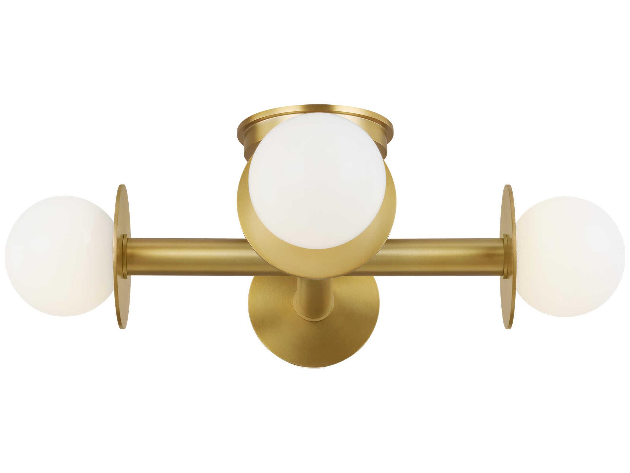 Visual Comfort Studio Nodes 4-Light Burnished Brass Globe Linear Semi Flush Mount