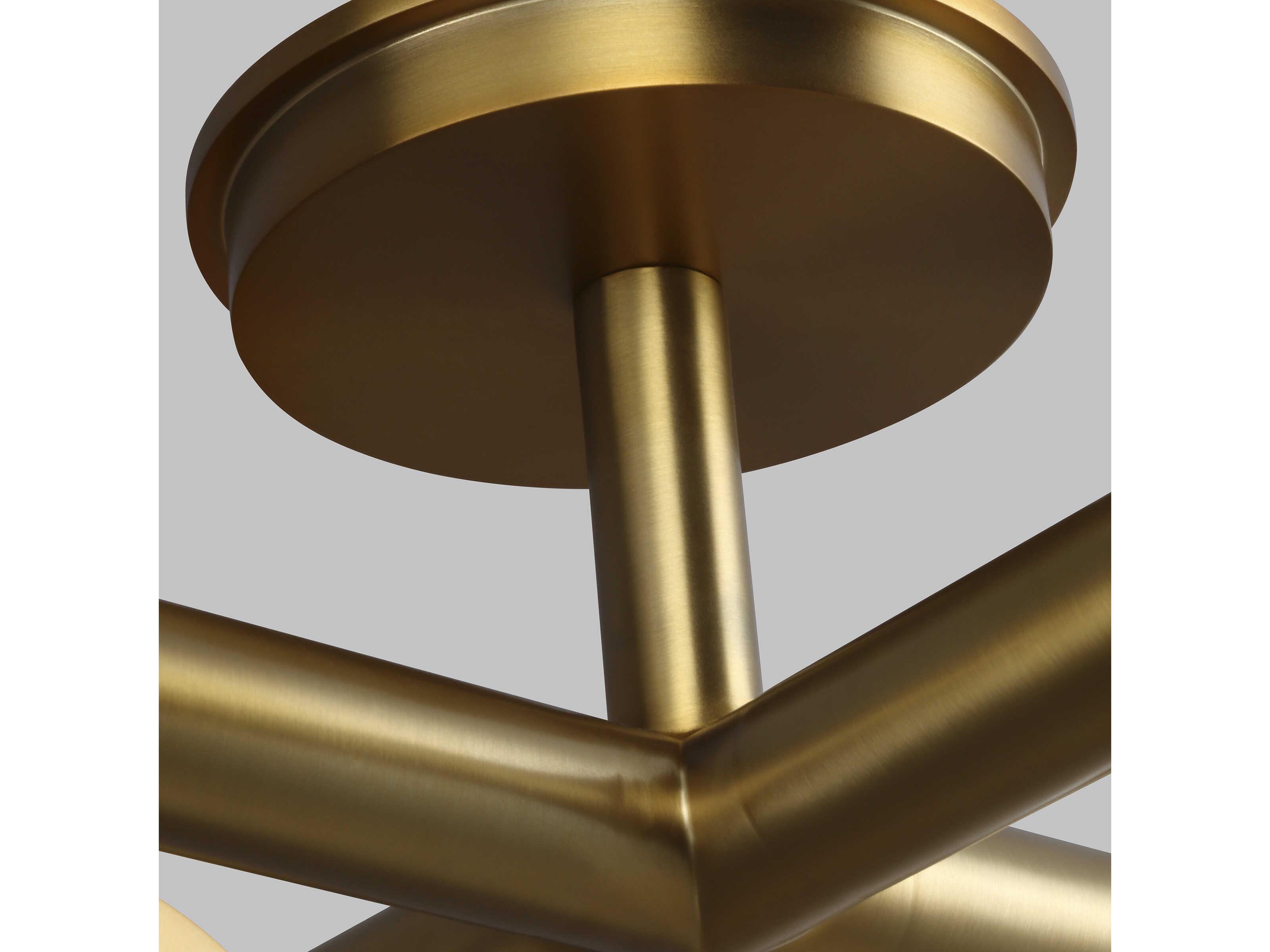 Visual Comfort Studio Nodes 4-Light Burnished Brass Globe Linear Semi Flush Mount