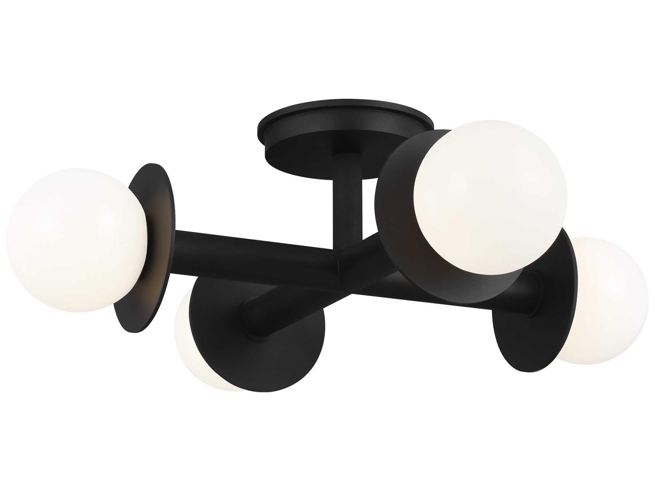 Visual Comfort Studio Nodes 4-Light Midnight Black Globe Linear Semi Flush Mount