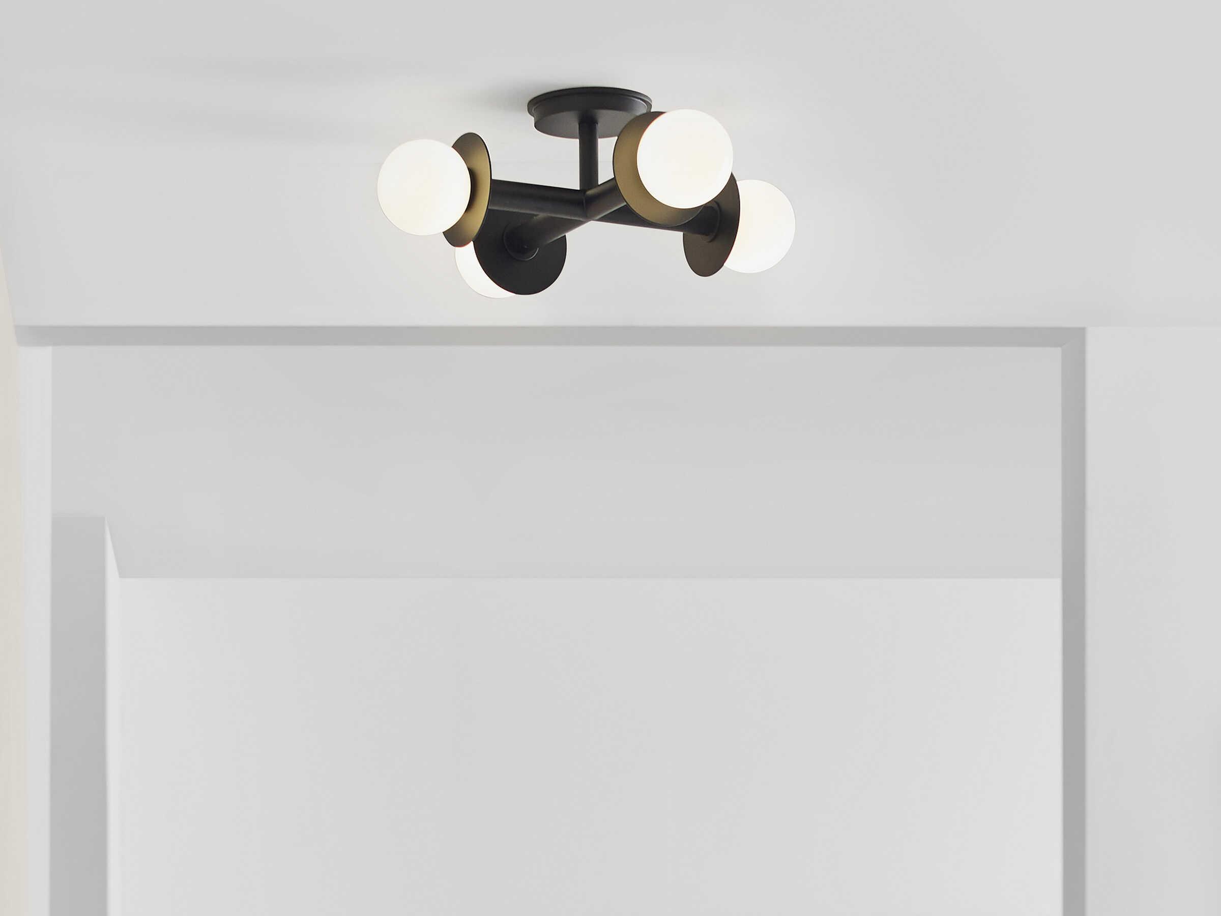 Visual Comfort Studio Nodes 4-Light Midnight Black Globe Linear Semi Flush Mount