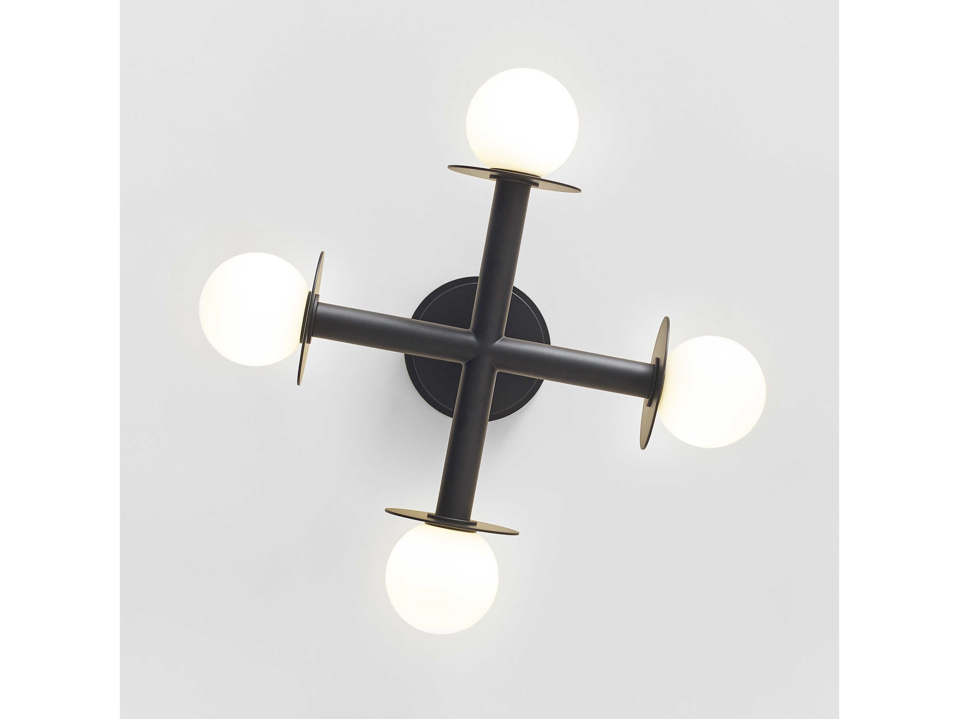 Visual Comfort Studio Nodes 4-Light Midnight Black Globe Linear Semi Flush Mount