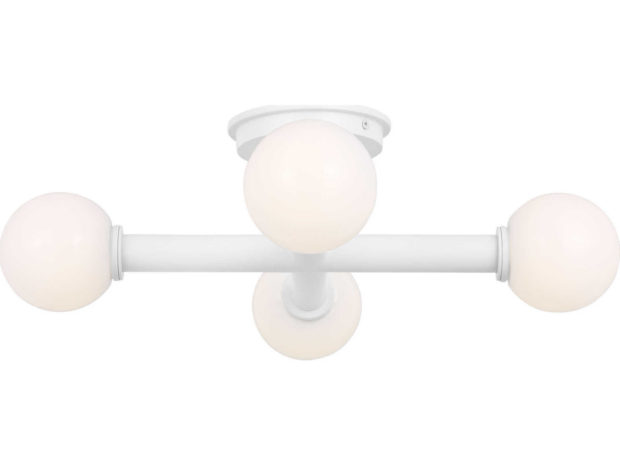 Visual Comfort Studio Nodes 4-Light Matte White Globe Semi Flush Mount