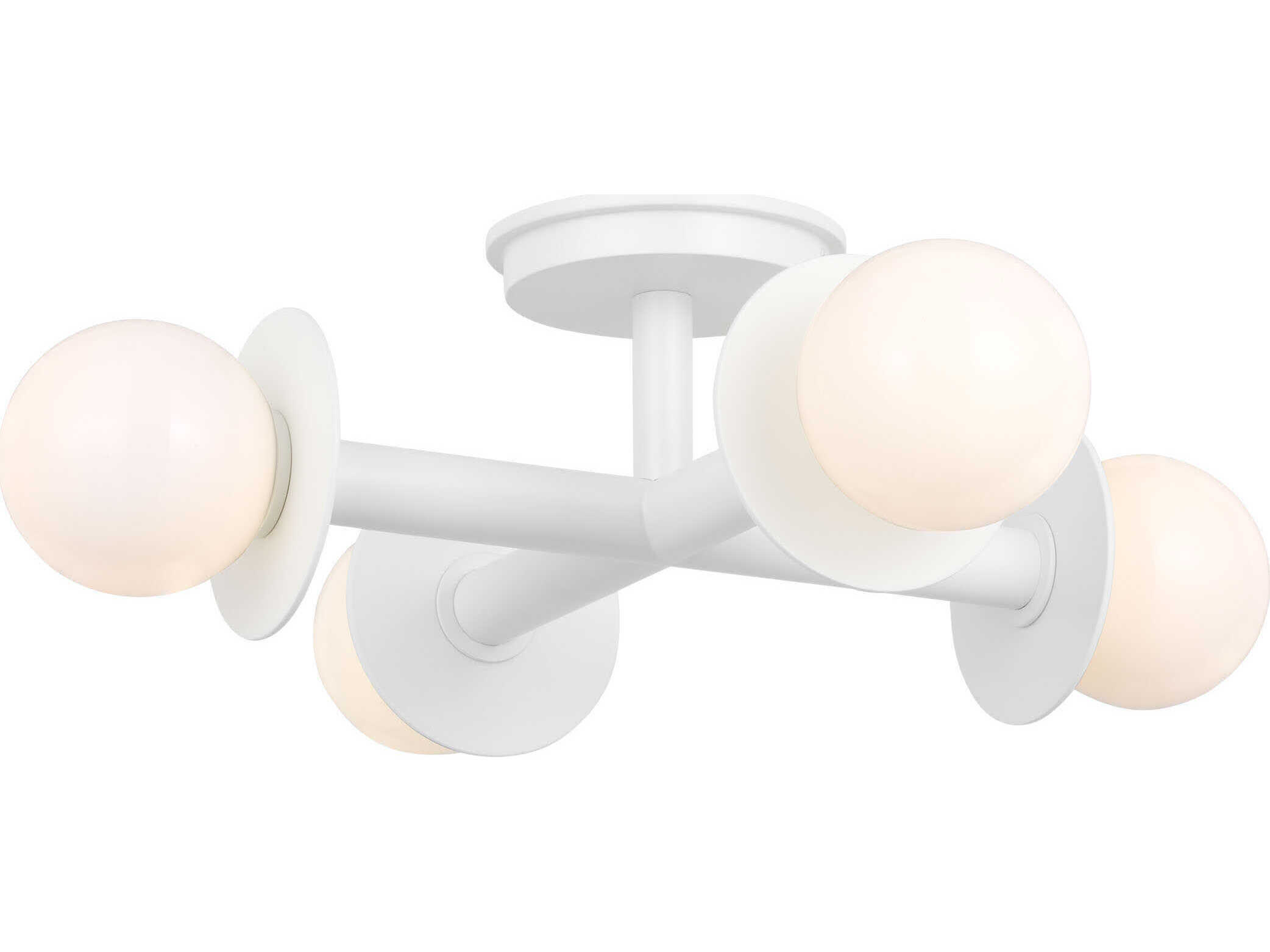 Visual Comfort Studio Nodes 4-Light Matte White Globe Semi Flush Mount