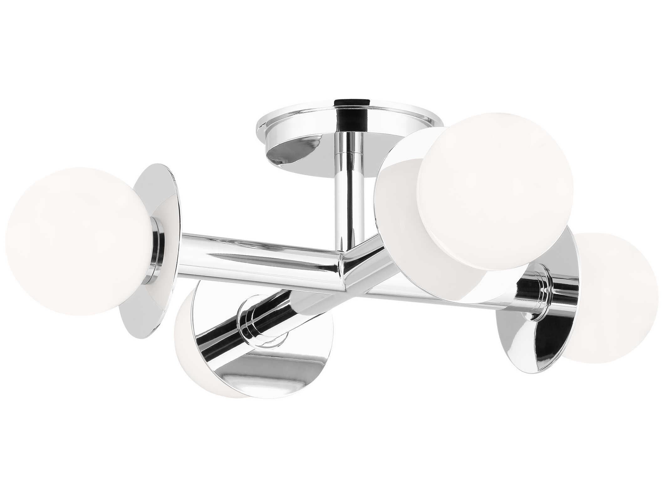 Visual Comfort Studio Nodes 4-Light Polished Nickel Globe Linear Semi Flush Mount