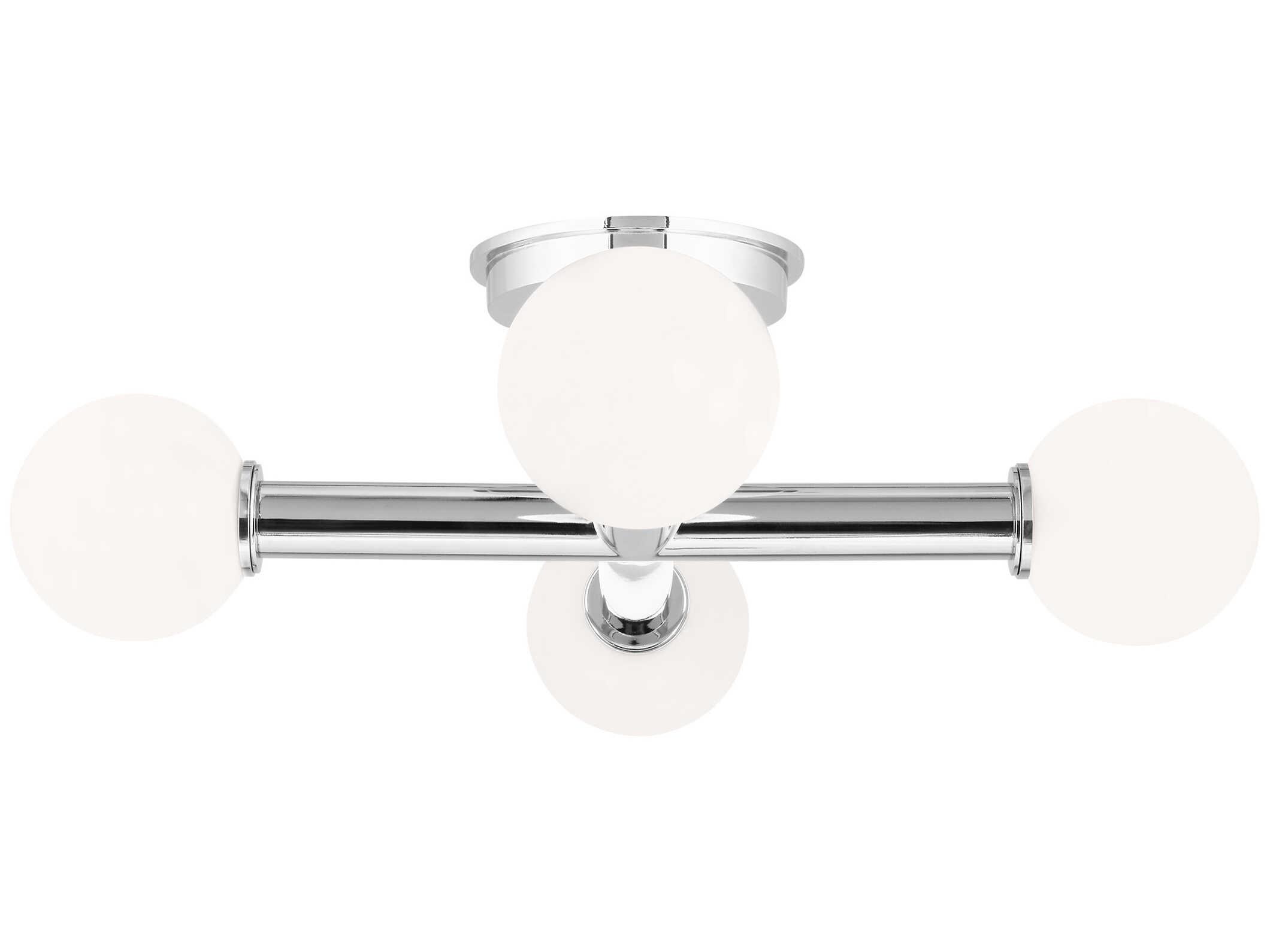 Visual Comfort Studio Nodes 4-Light Polished Nickel Globe Linear Semi Flush Mount