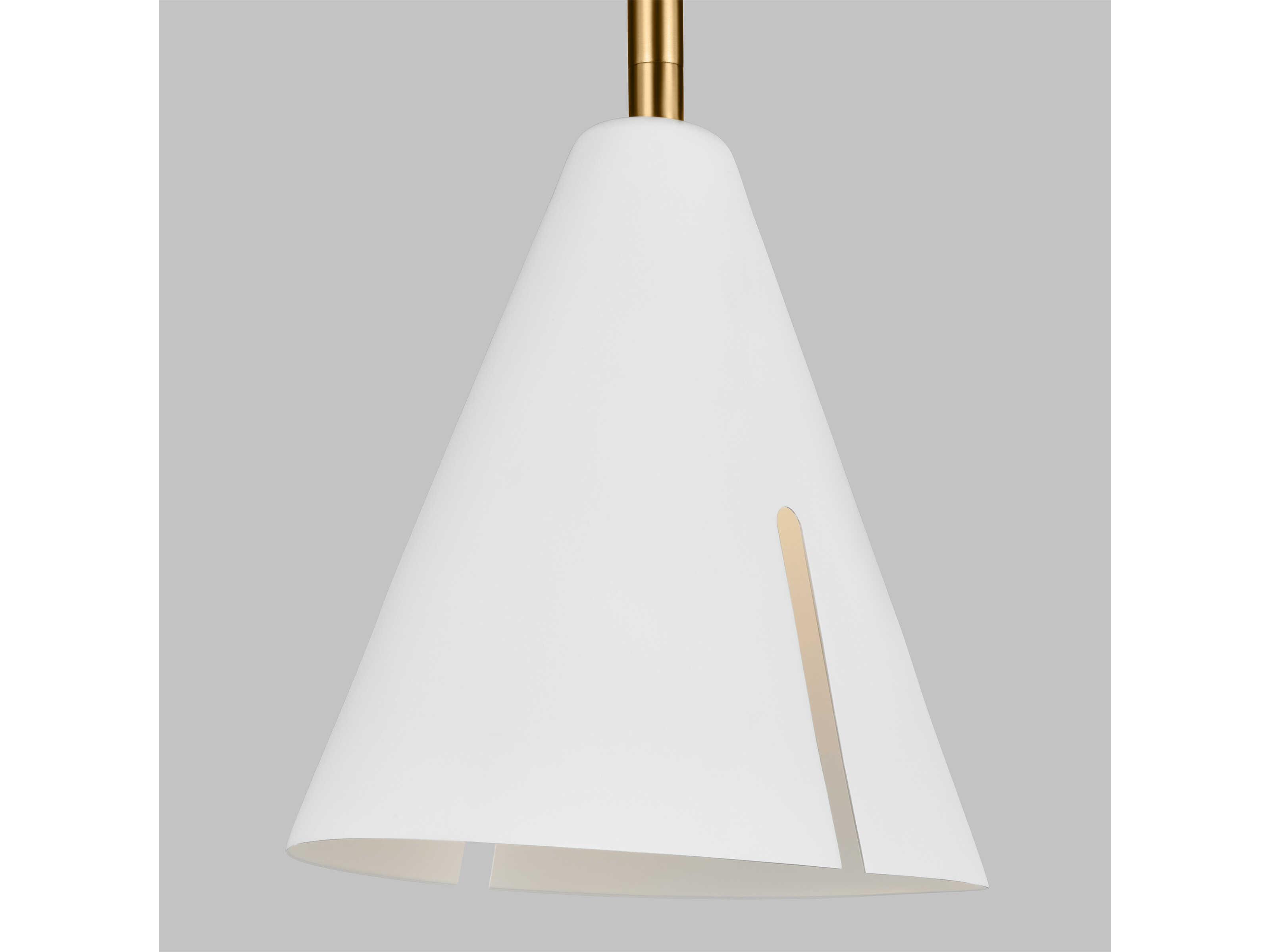 Visual Comfort Studio Cambre 1-Light Matte White Burnished Brass Mini Pendant