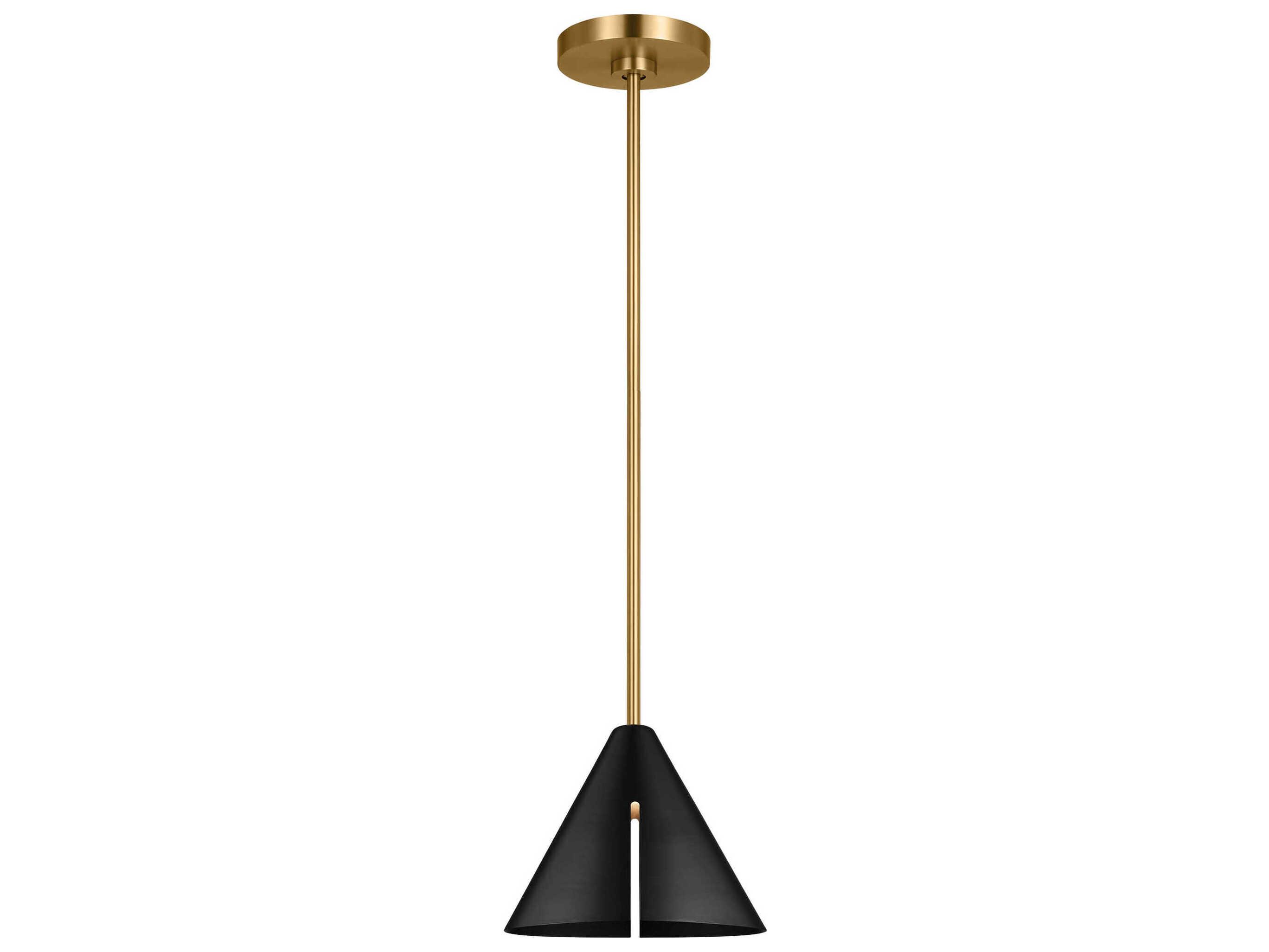 Visual Comfort Studio Cambre 1-Light Midnight Black Burnished Brass Mini Pendant