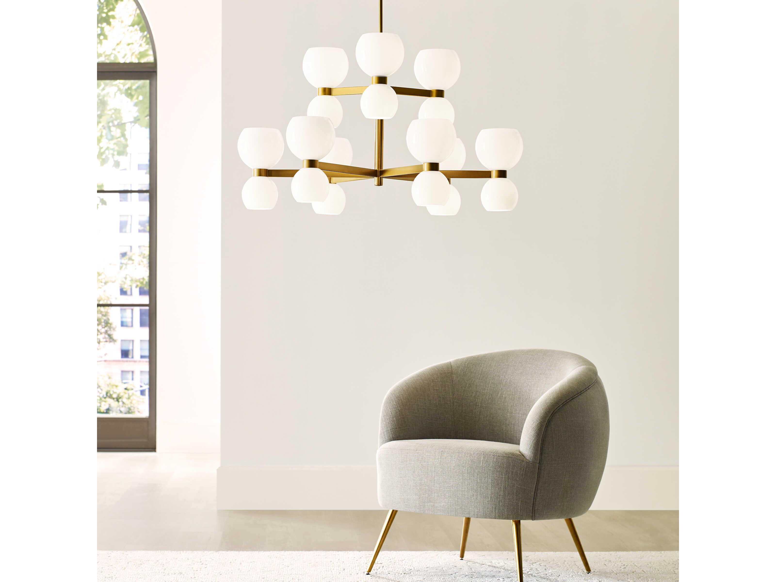 Visual Comfort Studio Londyn 18-Light Burnished Brass Tiered Chandelier