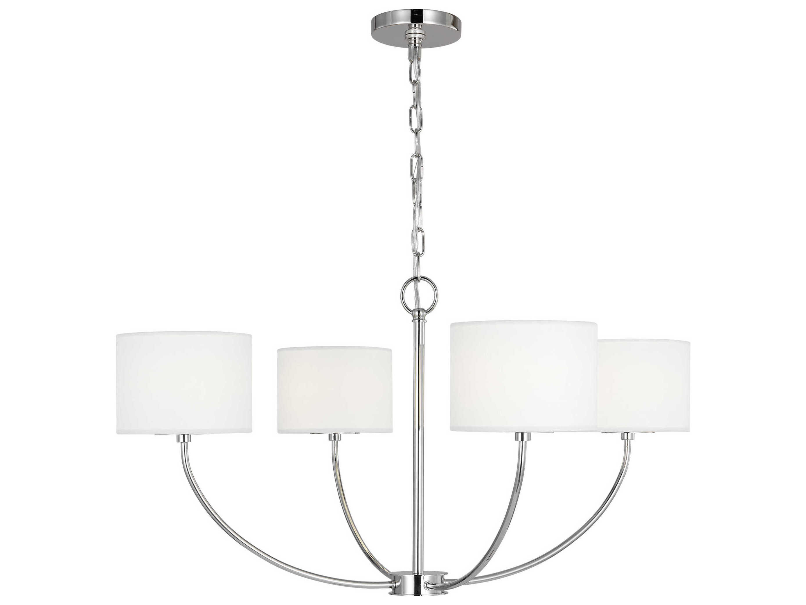Visual Comfort Studio Sawyer 4-Light Polished Nickel Drum Chandelier