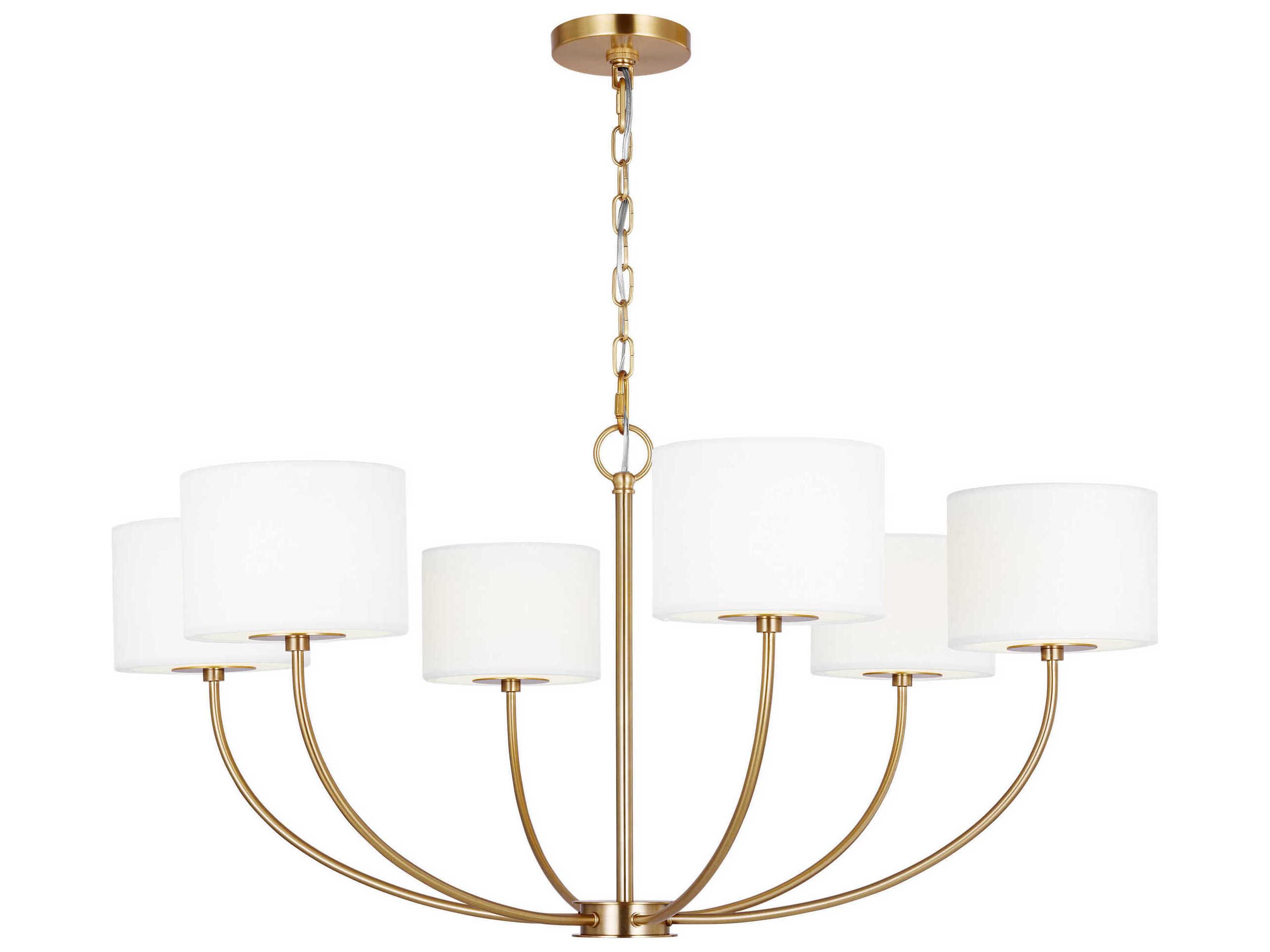 Visual Comfort Studio Sawyer 6-Light Burnished Brass Drum Chandelier