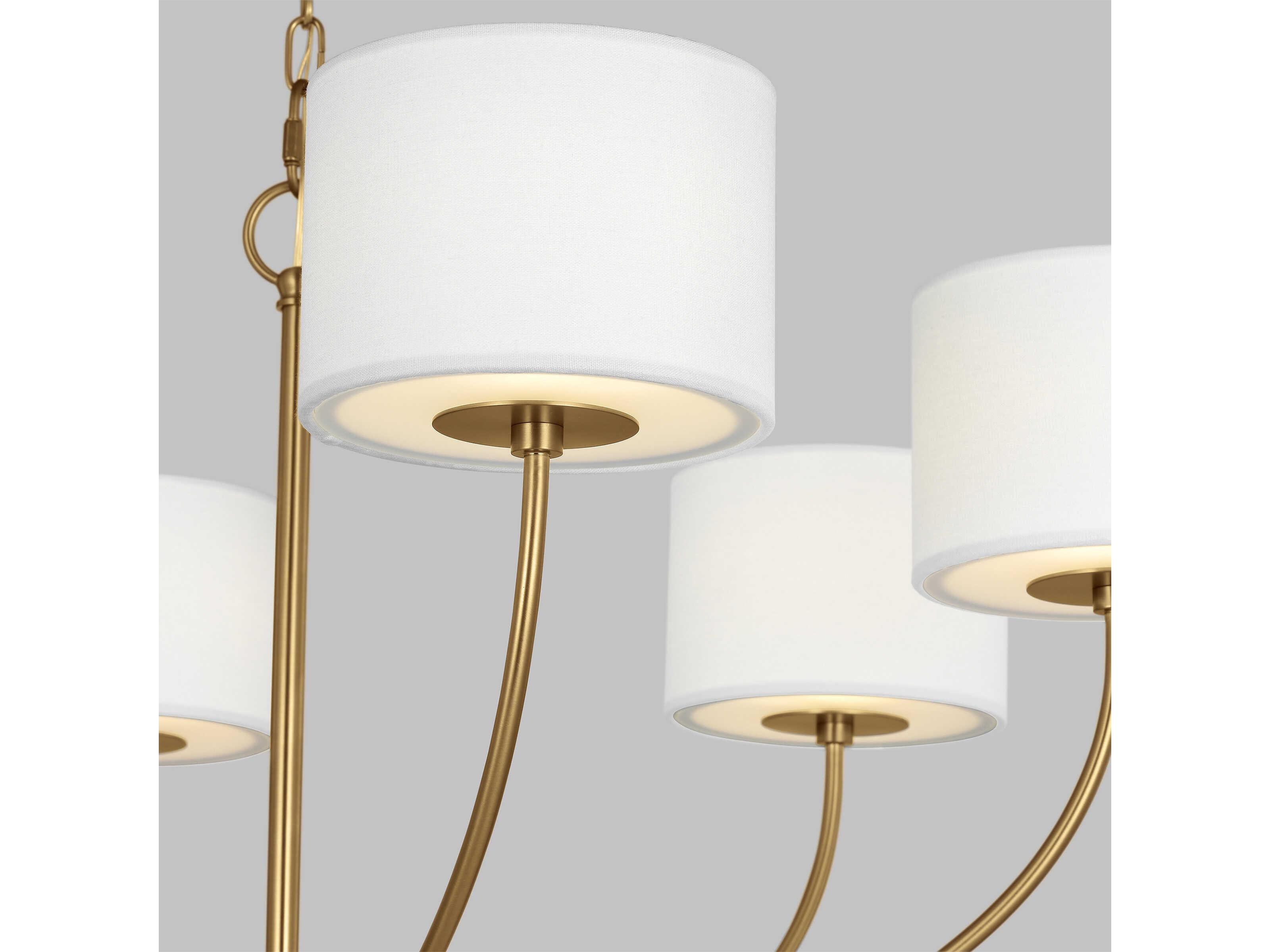 Visual Comfort Studio Sawyer 6-Light Burnished Brass Drum Chandelier