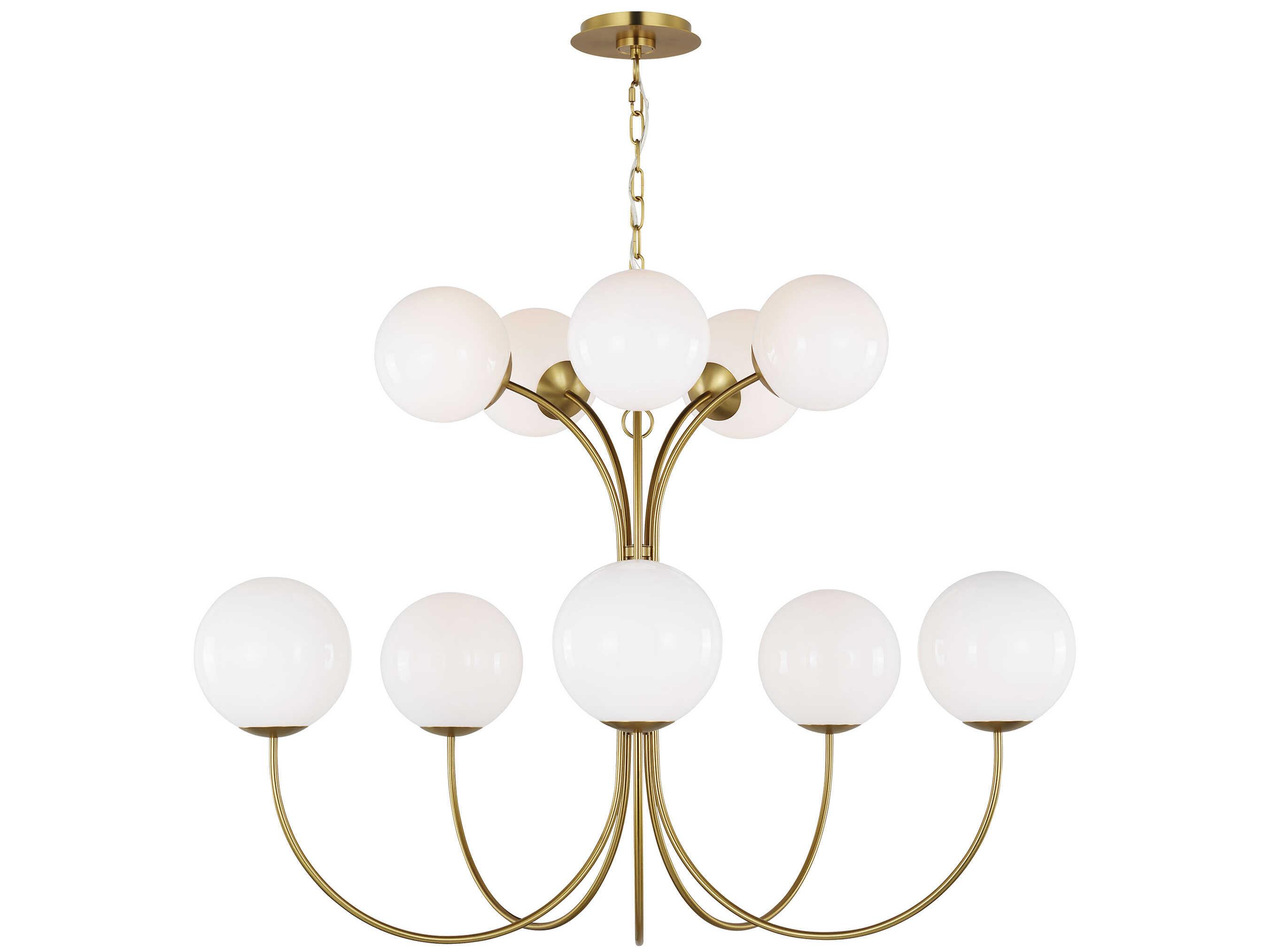 Visual Comfort Studio Noemie 10-Light Burnished Brass Globe Tiered Chandelier