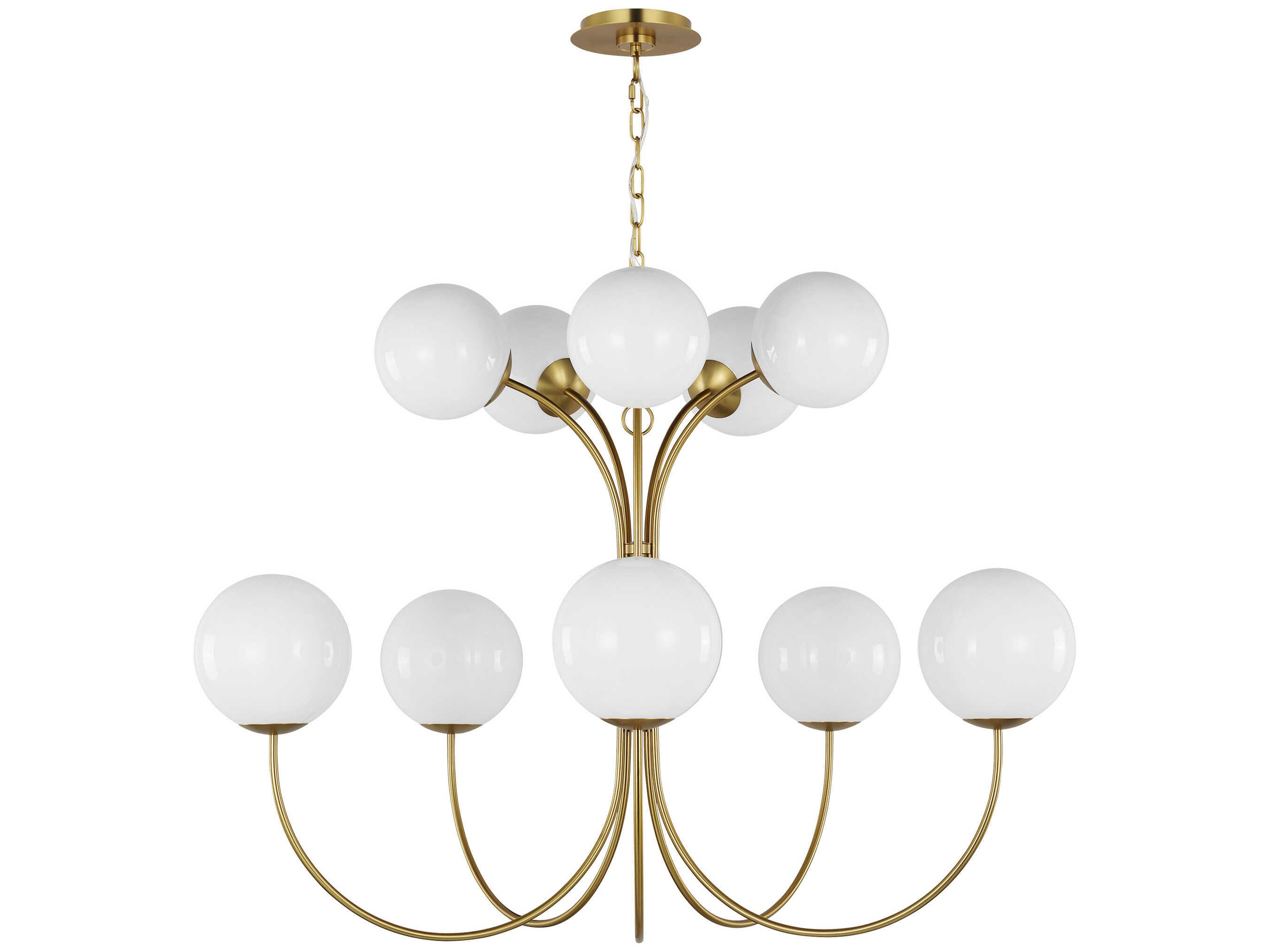 Visual Comfort Studio Noemie 10-Light Burnished Brass Globe Tiered Chandelier