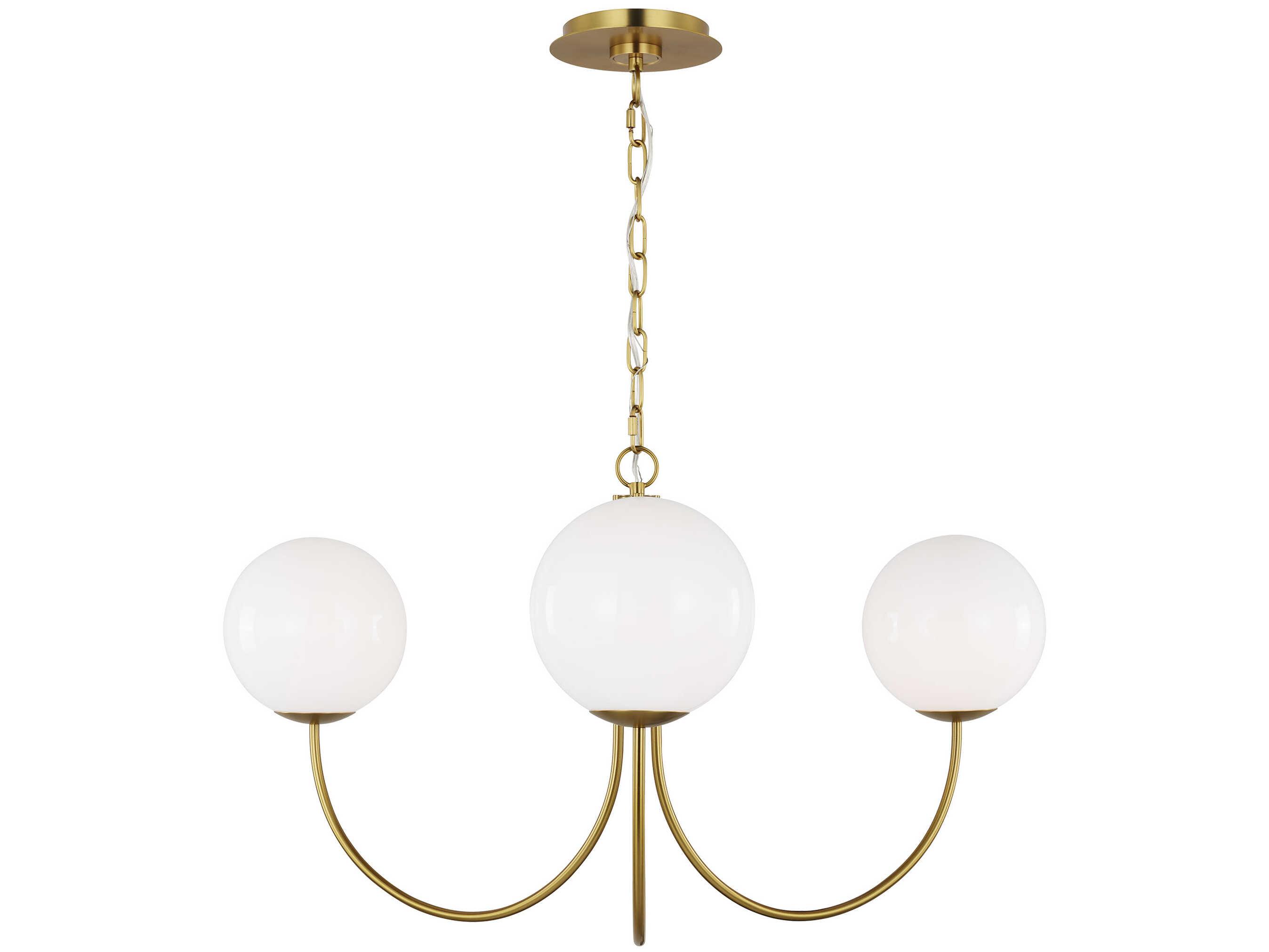 Visual Comfort Studio Noemie 3-Light Burnished Brass Globe Chandelier