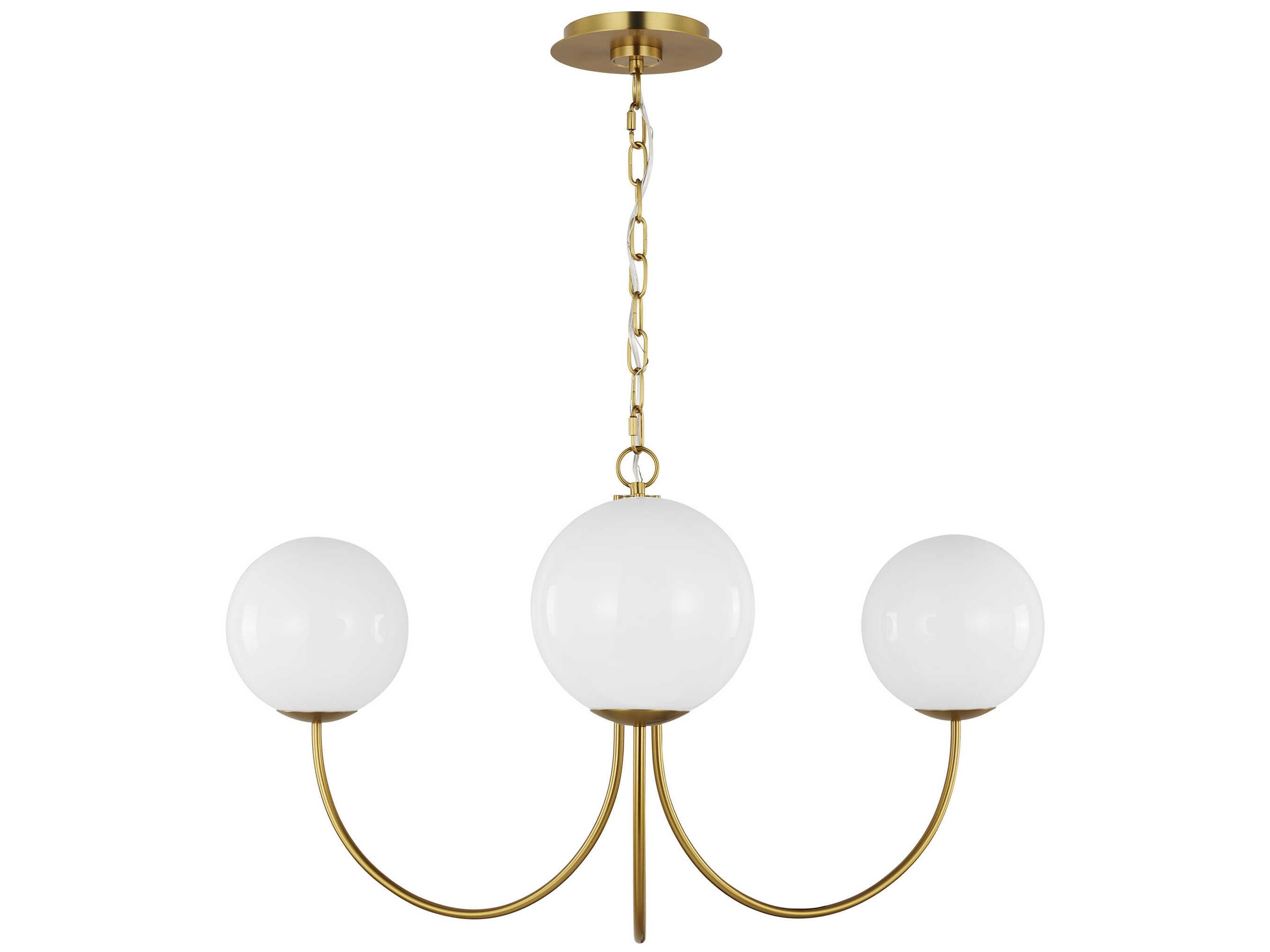 Visual Comfort Studio Noemie 3-Light Burnished Brass Globe Chandelier