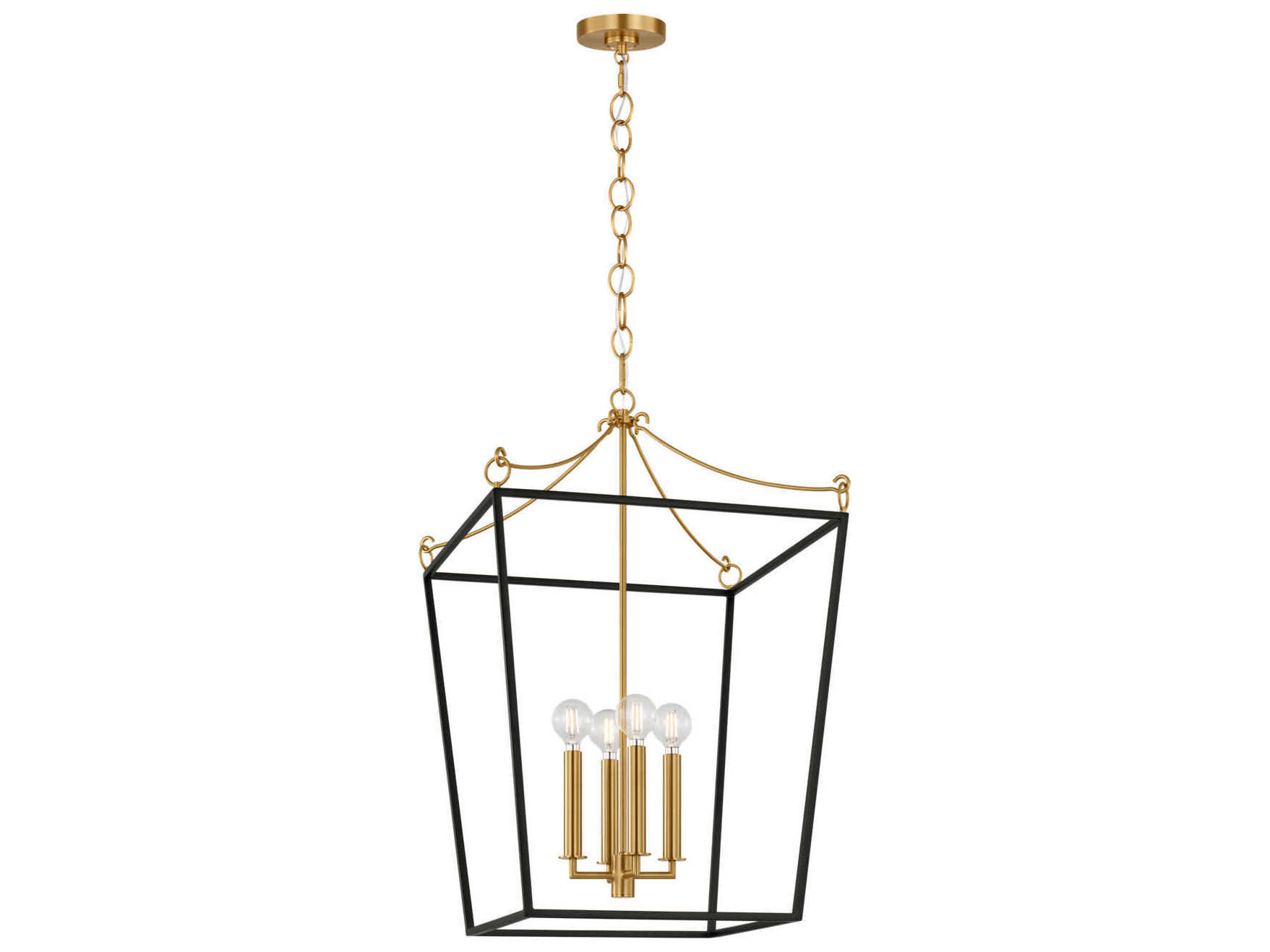 Visual Comfort Studio Carlyle 4-Light Midnight Black Burnished Brass Lantern Pendant