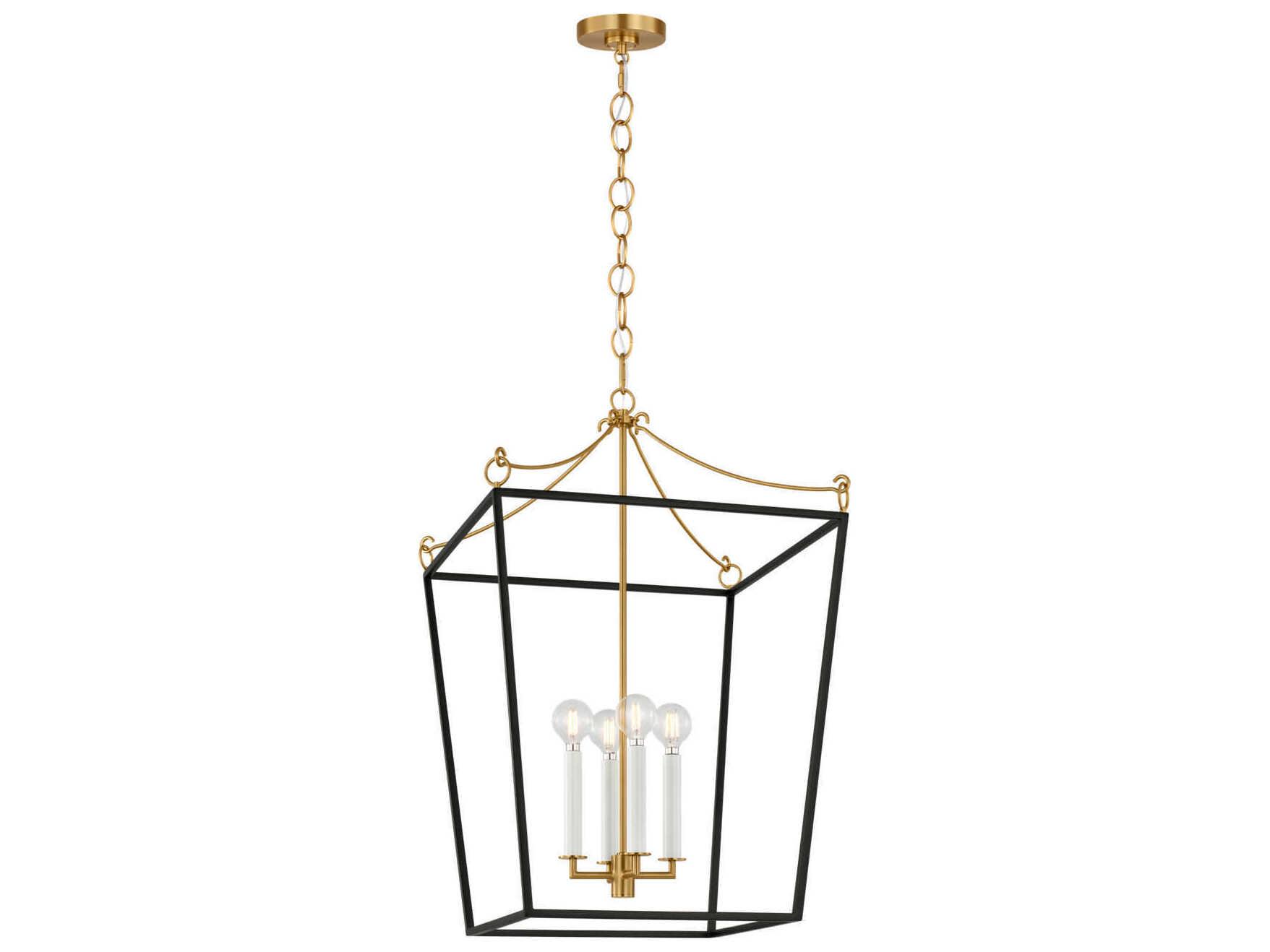 Visual Comfort Studio Carlyle 4-Light Midnight Black Burnished Brass Lantern Pendant