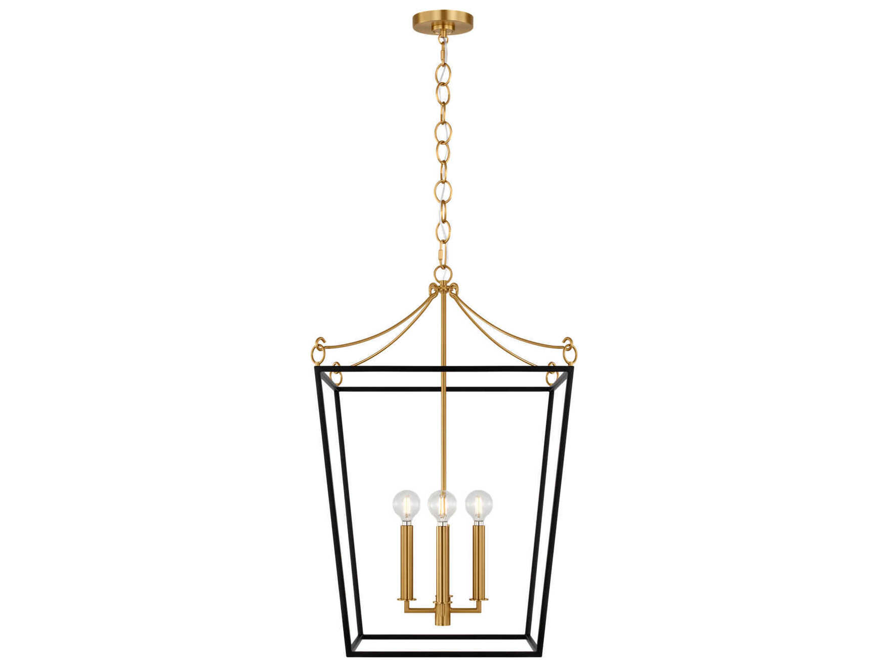 Visual Comfort Studio Carlyle 4-Light Midnight Black Burnished Brass Lantern Pendant