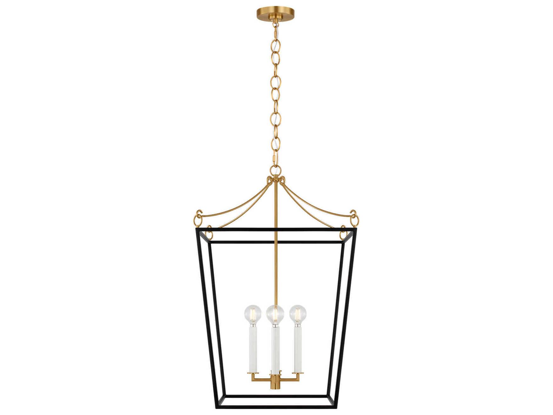 Visual Comfort Studio Carlyle 4-Light Midnight Black Burnished Brass Lantern Pendant