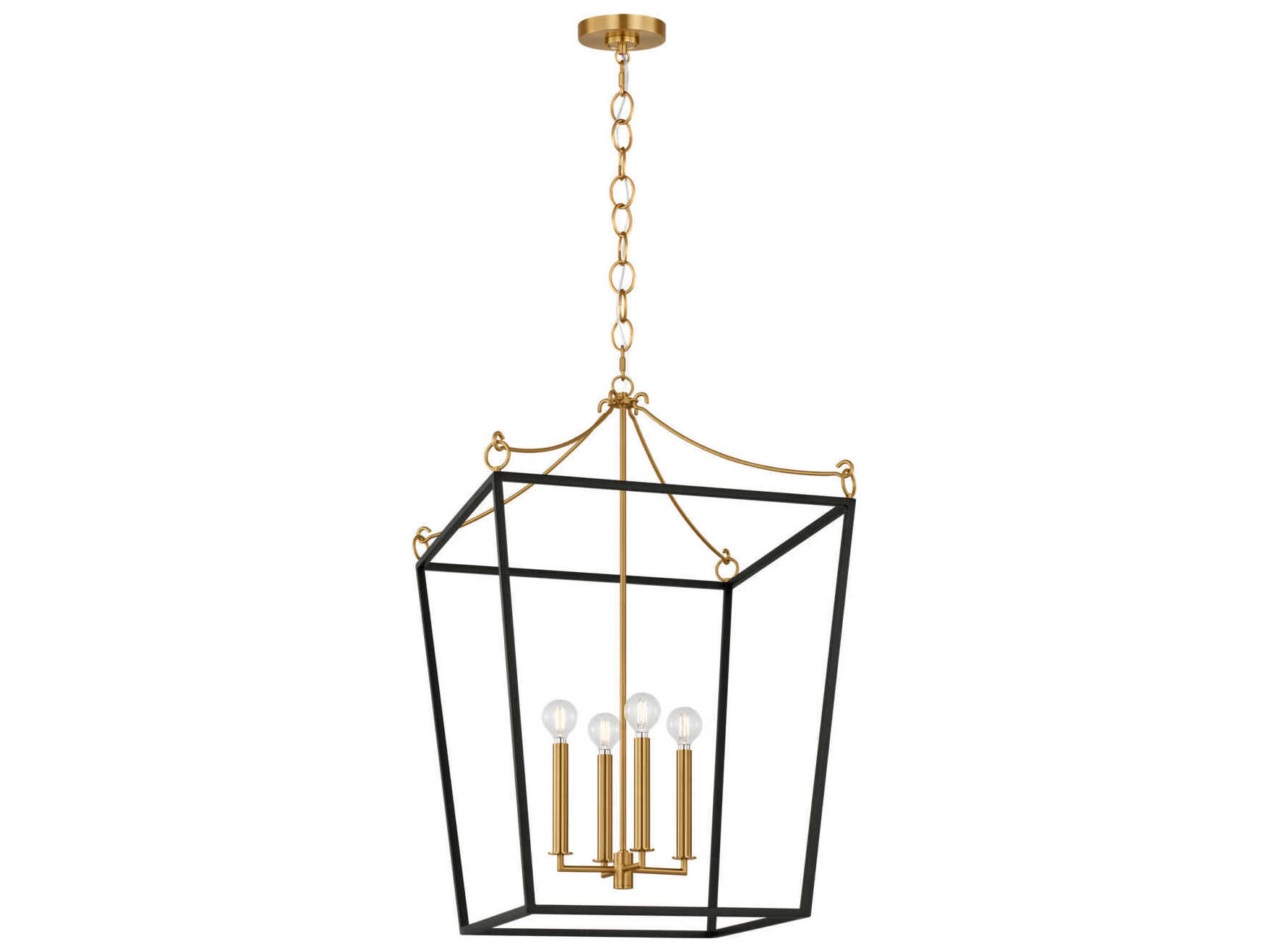 Visual Comfort Studio Carlyle 4-Light Midnight Black Burnished Brass Lantern Pendant
