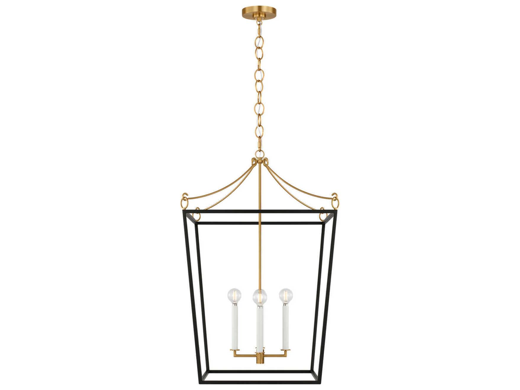 Visual Comfort Studio Carlyle 4-Light Midnight Black Burnished Brass Lantern Pendant