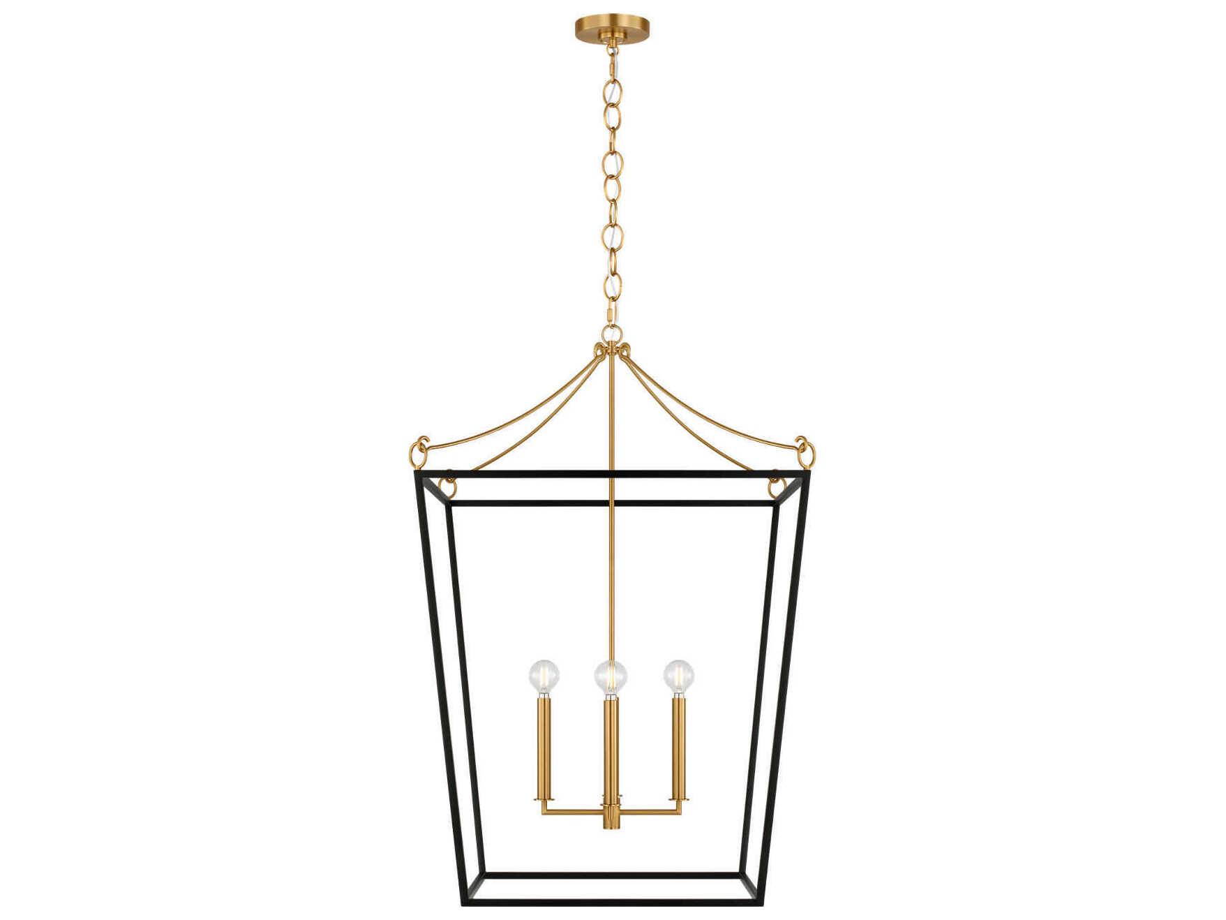 Visual Comfort Studio Carlyle 4-Light Midnight Black Burnished Brass Lantern Pendant