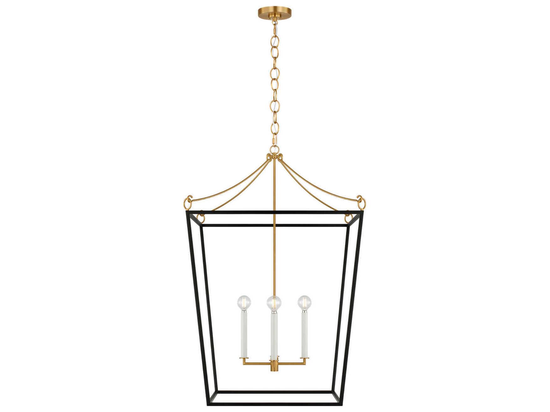 Visual Comfort Studio Carlyle 4-Light Midnight Black Burnished Brass Lantern Pendant