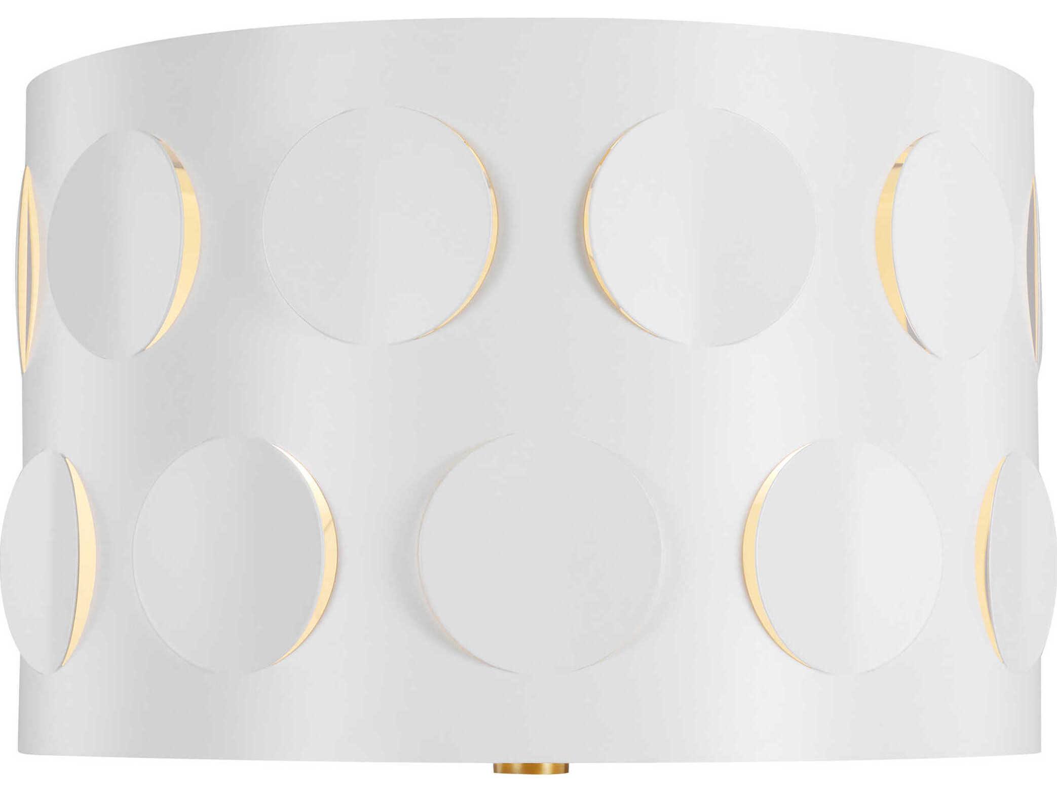 Visual Comfort Studio Dottie 2-Light Burnished Brass White Drum Flush Mount